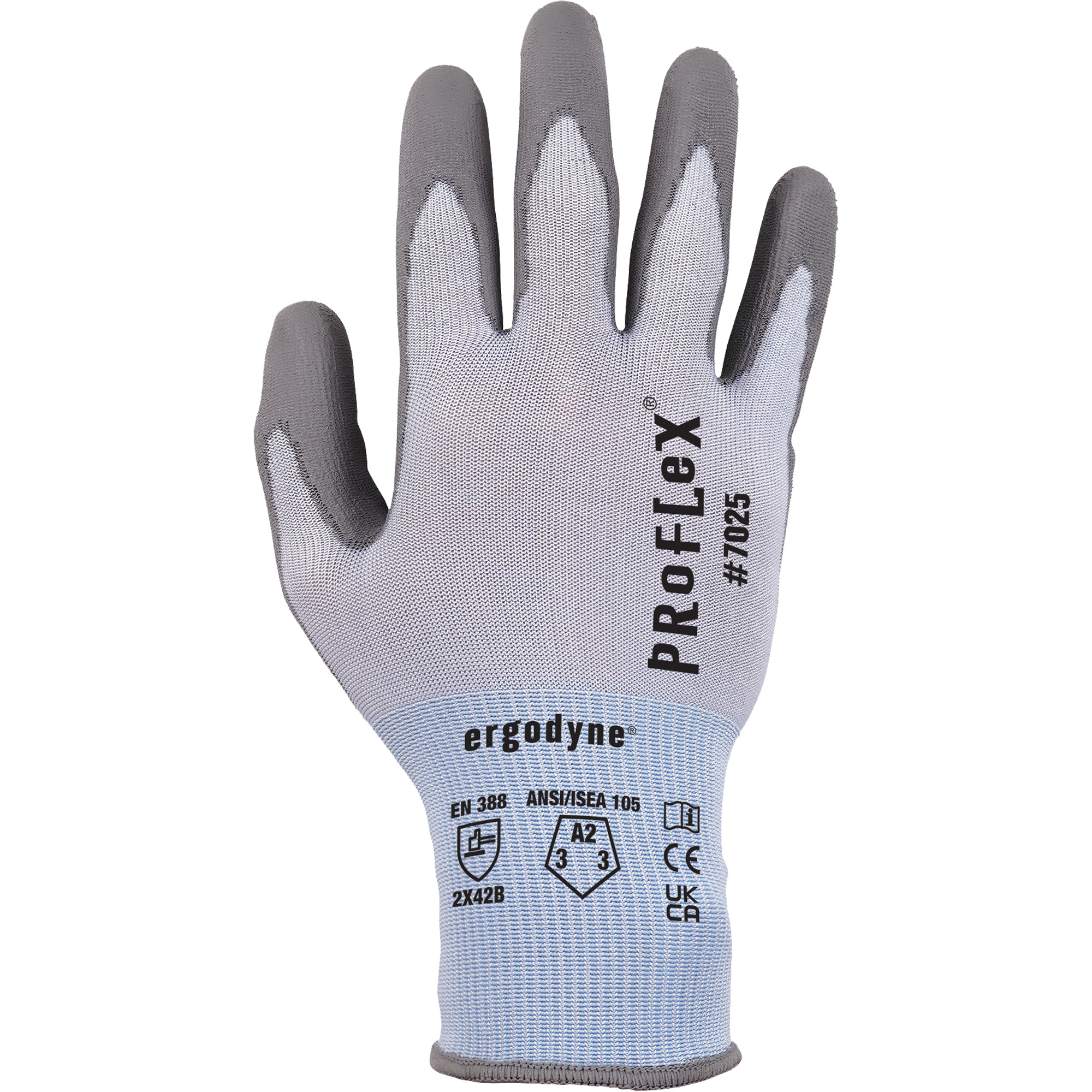 Gants résistant à la coupe Proflex 7025, Taille 2T-Grand, Calibre 18, Revêtement Polyuréthane, Enveloppe en Nylon/PEHP/Spandex, ASTM ANSI niveau A2/EN 388 niveau B