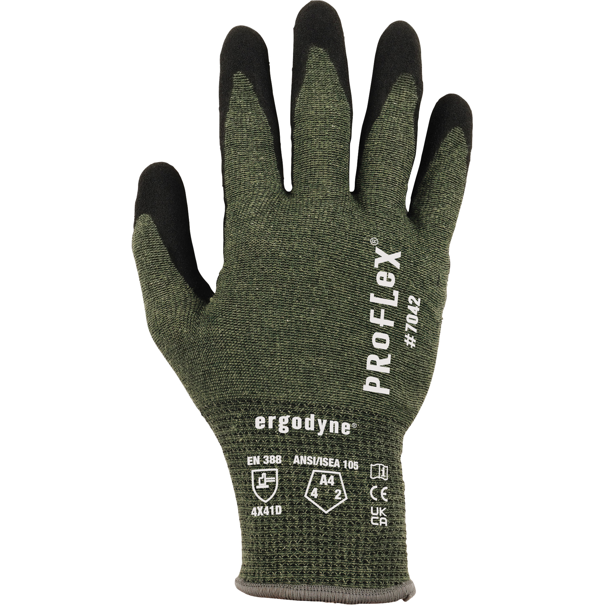 Gants résistant à la coupe Proflex 7042, Taille 2T-Grand, Calibre 18, Revêtement Nitrile, Enveloppe en Aramide, ASTM ANSI niveau A4/EN 388 niveau D
