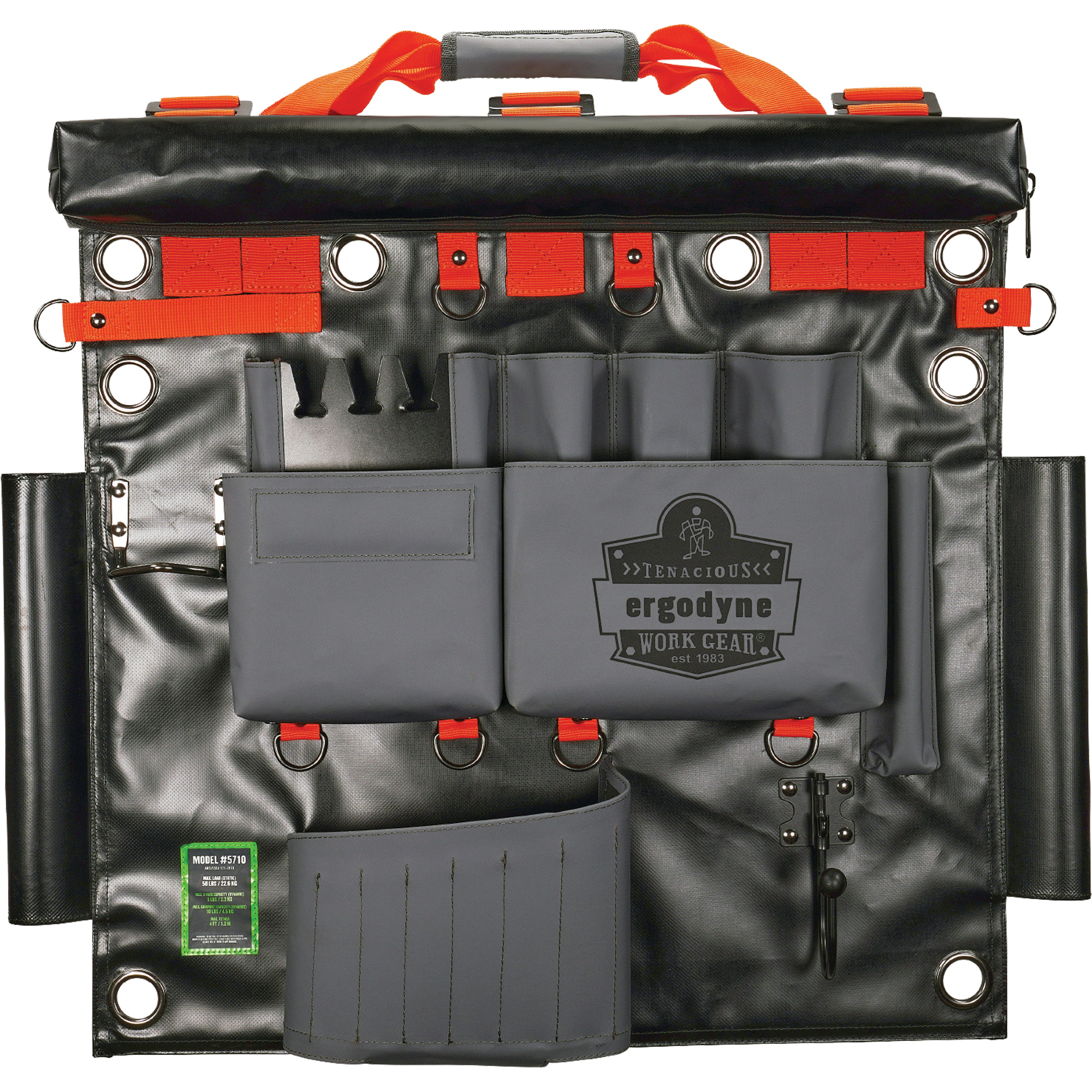 Sac à outils de camion nacelle avec points d’ancrage à outil, Nylon, 8 pochettes, Gris