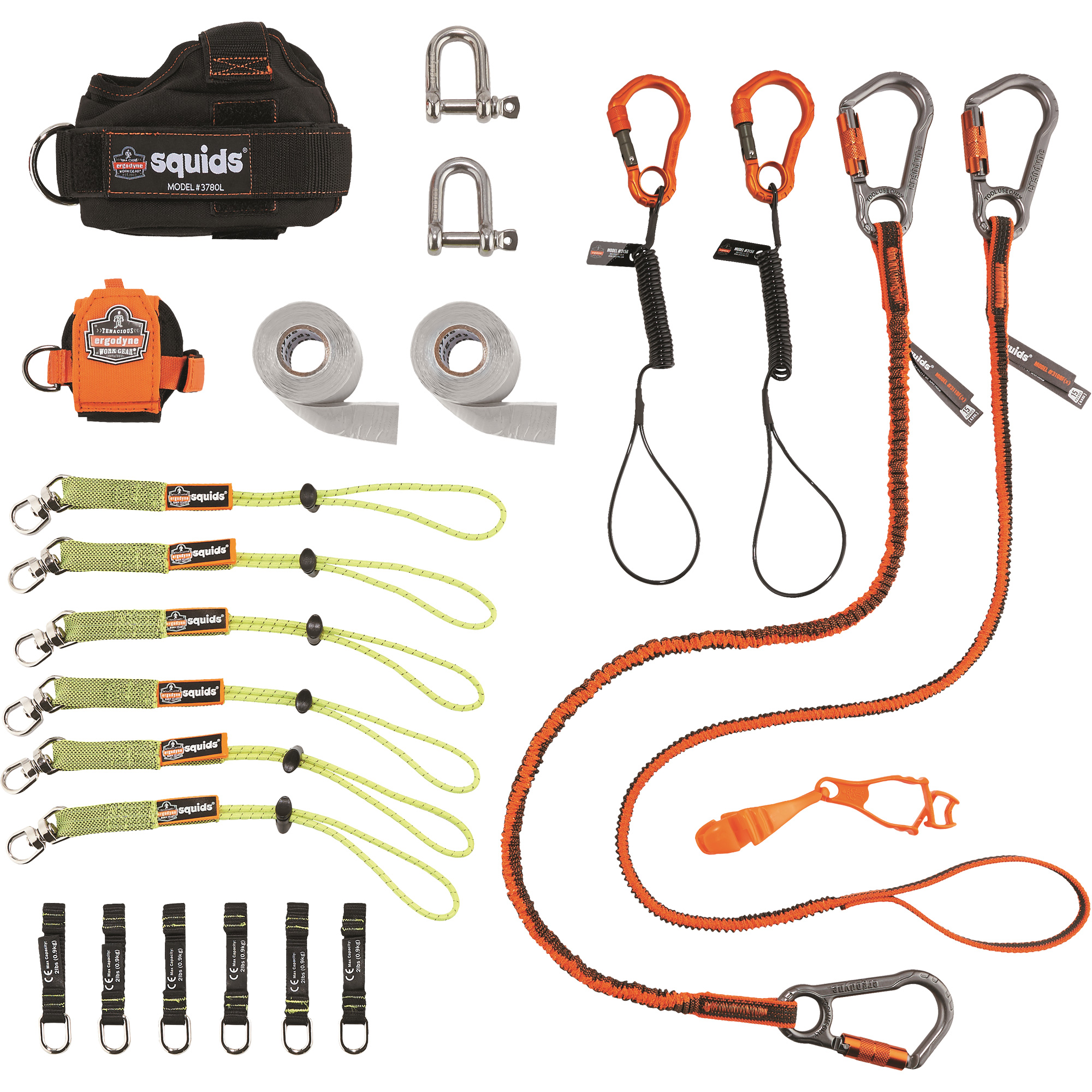 Trousse de longes de fixation d'outils pour monteurs de charpentes métalliques et poseurs d'acier 3186 SquidsMD