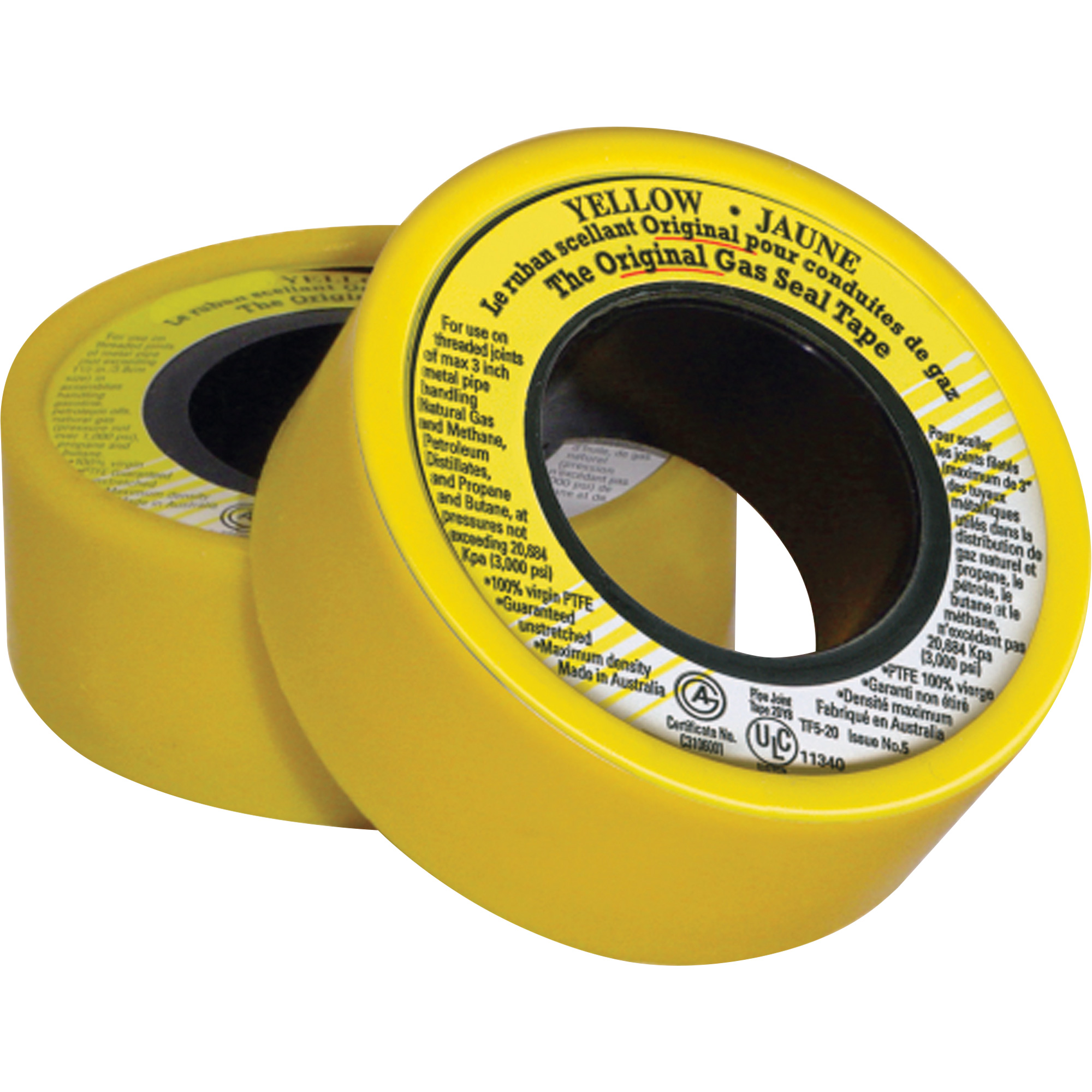 Ruban d'étanchéité pour filet en PTFE, 236" lo x 3/4" la, Jaune