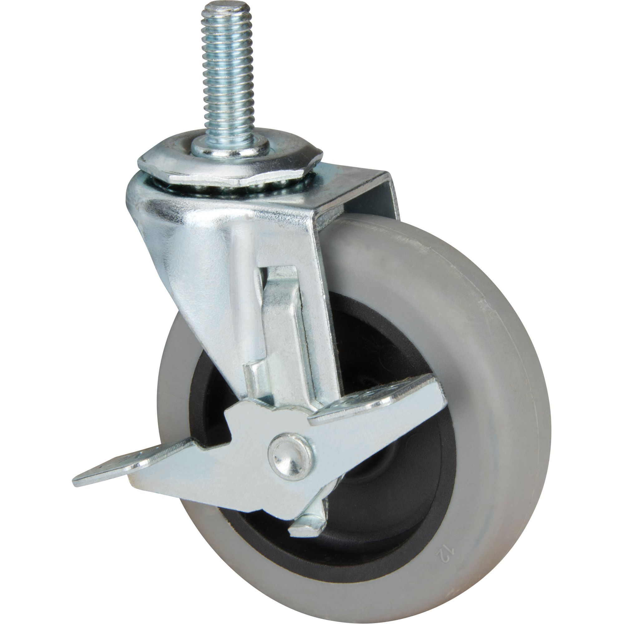 Roulette à tige, Pivotant avec frein, Diamètre 3" (76 mm), Capacité 80 lb (36 kg)