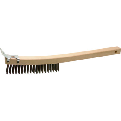 Brosse de nettoyage avec racloir, Acier, 3 x 19 rangs de fils, Longueur 13"