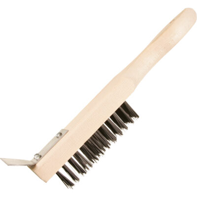 Brosse de nettoyage avec racloir, Acier, 5 x 13 rangs de fils, Longueur 11-3/8"