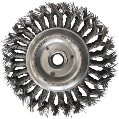 Brosses métalliques à touret, Dia. 6", Fils 0,014", Arbre 5/8"-11, Acier