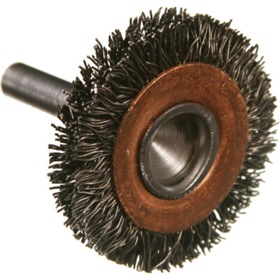 Brosses montées à fils crêpés circulaires, 1-1/2", Fils 0,005", Tige 1/4"