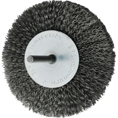 Brosses montées à fils crêpés circulaires, 4", Fils 0,008", Tige 1/4"