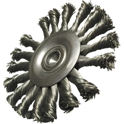 Brosses montées à fils noués circulaires, 3-1/2" dia., dia. Des fils 0,014", Tige 1/4"