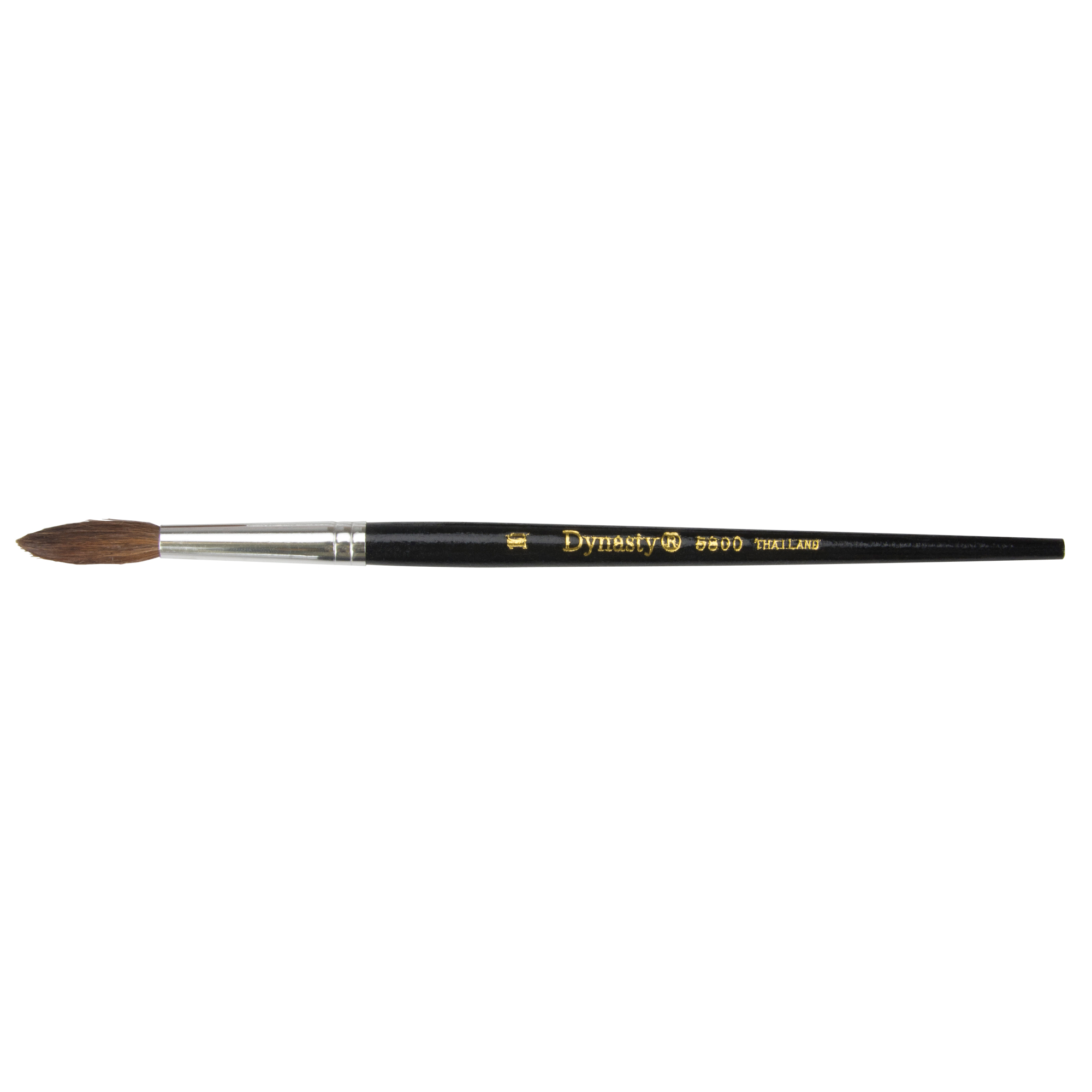 Pinceau pointu à soies noires pour artiste, Largeur de la brosse de 5,7 mm, Soie de chameau, Manche à Bois