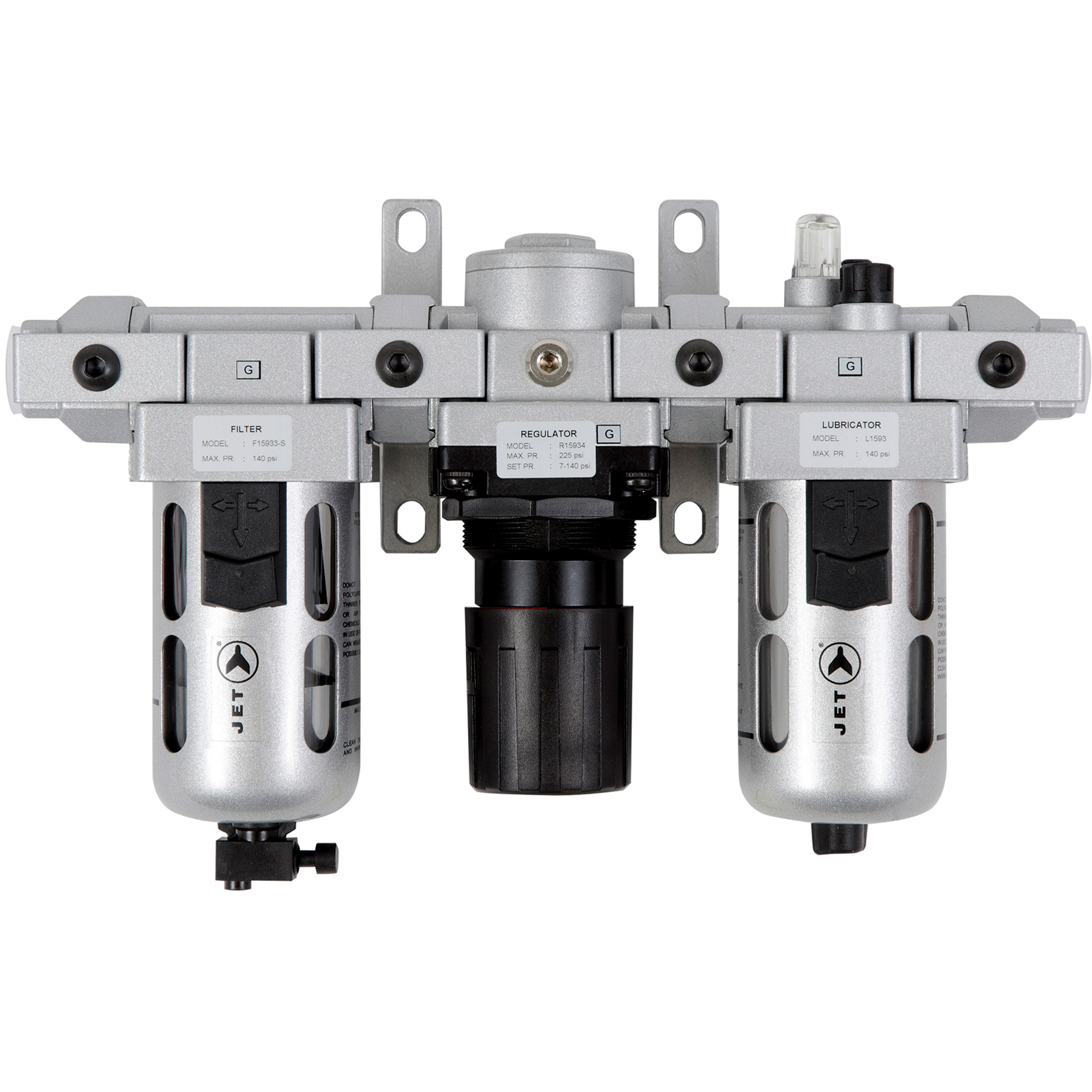 Filtre à air standard en trois parties, régulateur et lubrificateur AFRLMS12, 1/2" NPT
