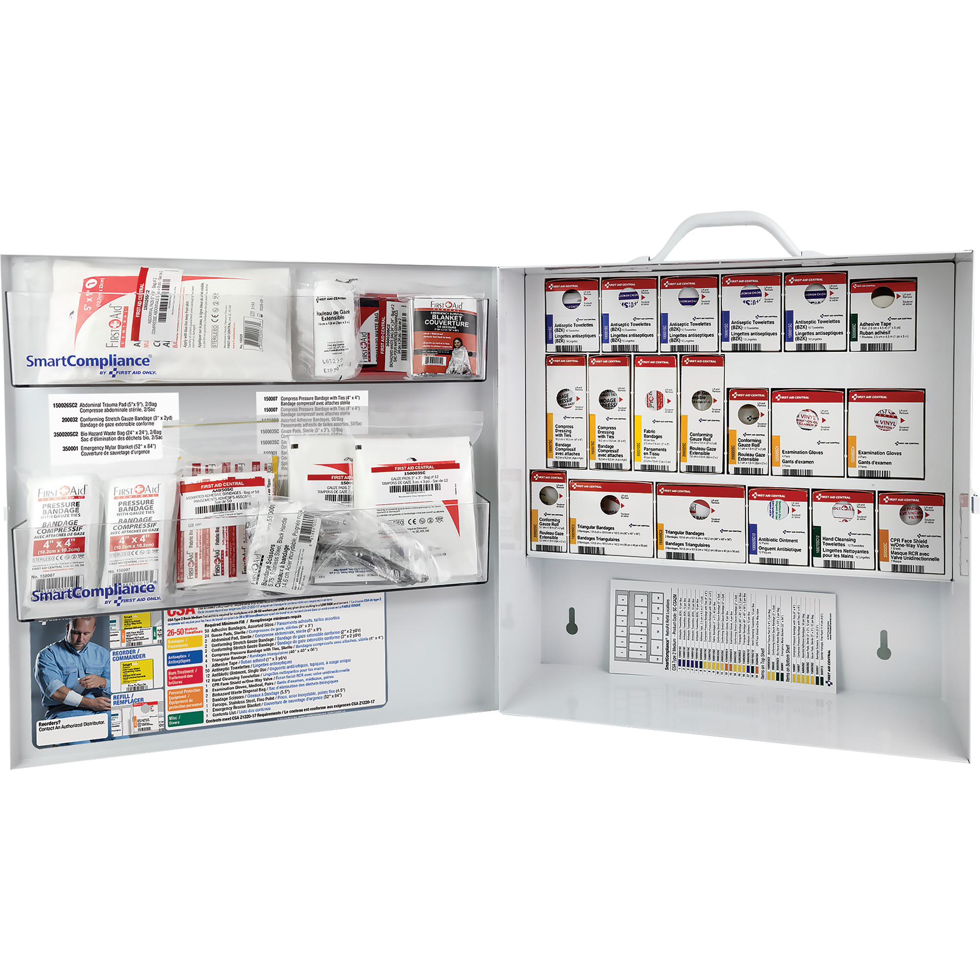 Armoire pour premiers soins SmartComplianceMD, Répond à la norme CSA Z1220-17 type 2 environnements à faible risque, Moyen (26-50 travailleurs)