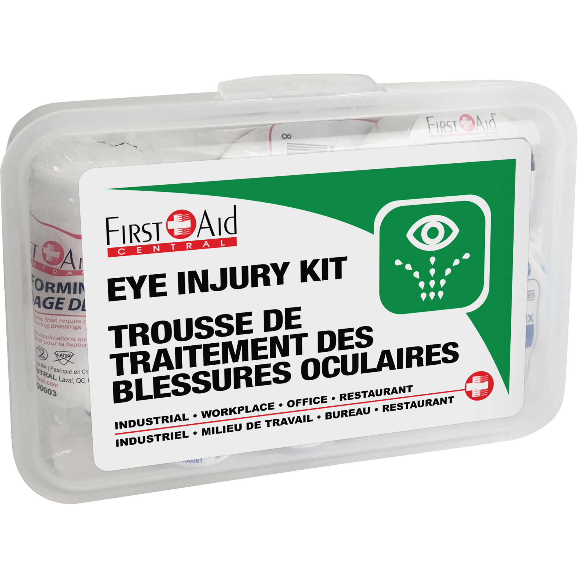 Ensemble pour les lésions oculaires, Boîte en plastique