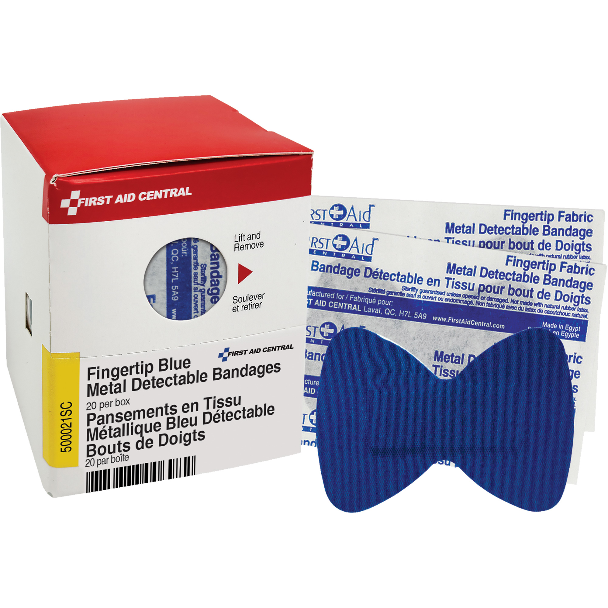 Pansements bleus détectables par détecteurs de métaux pour bout de doigt, Bout de doigt, Tissu détectable, Stérile