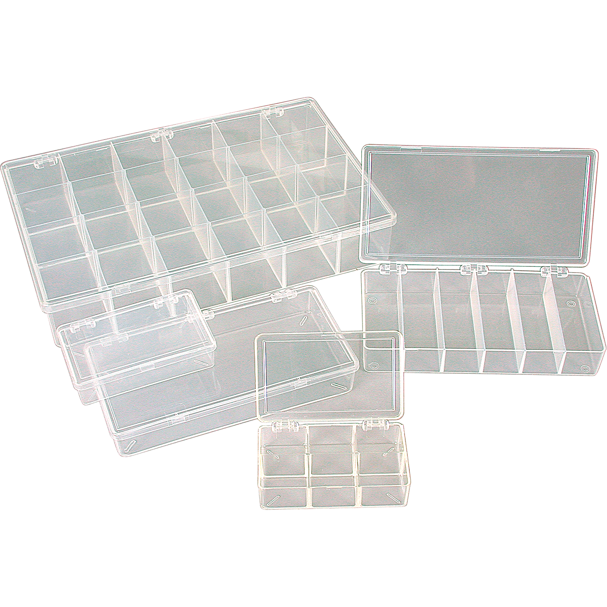 Boîte à compartiments K-Resin, Plastique, 36 compartiments, 6-9/16" la x 9-5/8" p, 1-1/2" h, Transparent