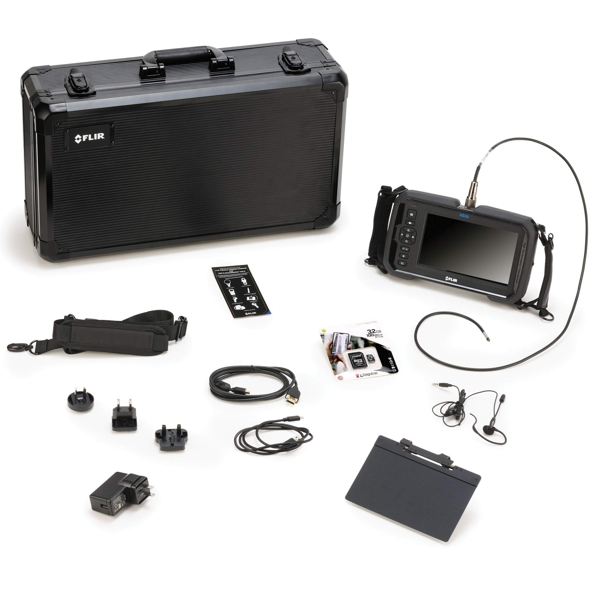 Ensemble de vidéoscope avec longue sonde double de caméra HD 4,9 mm × 1 m, 7" Affichage, 1024 x 600 pixels