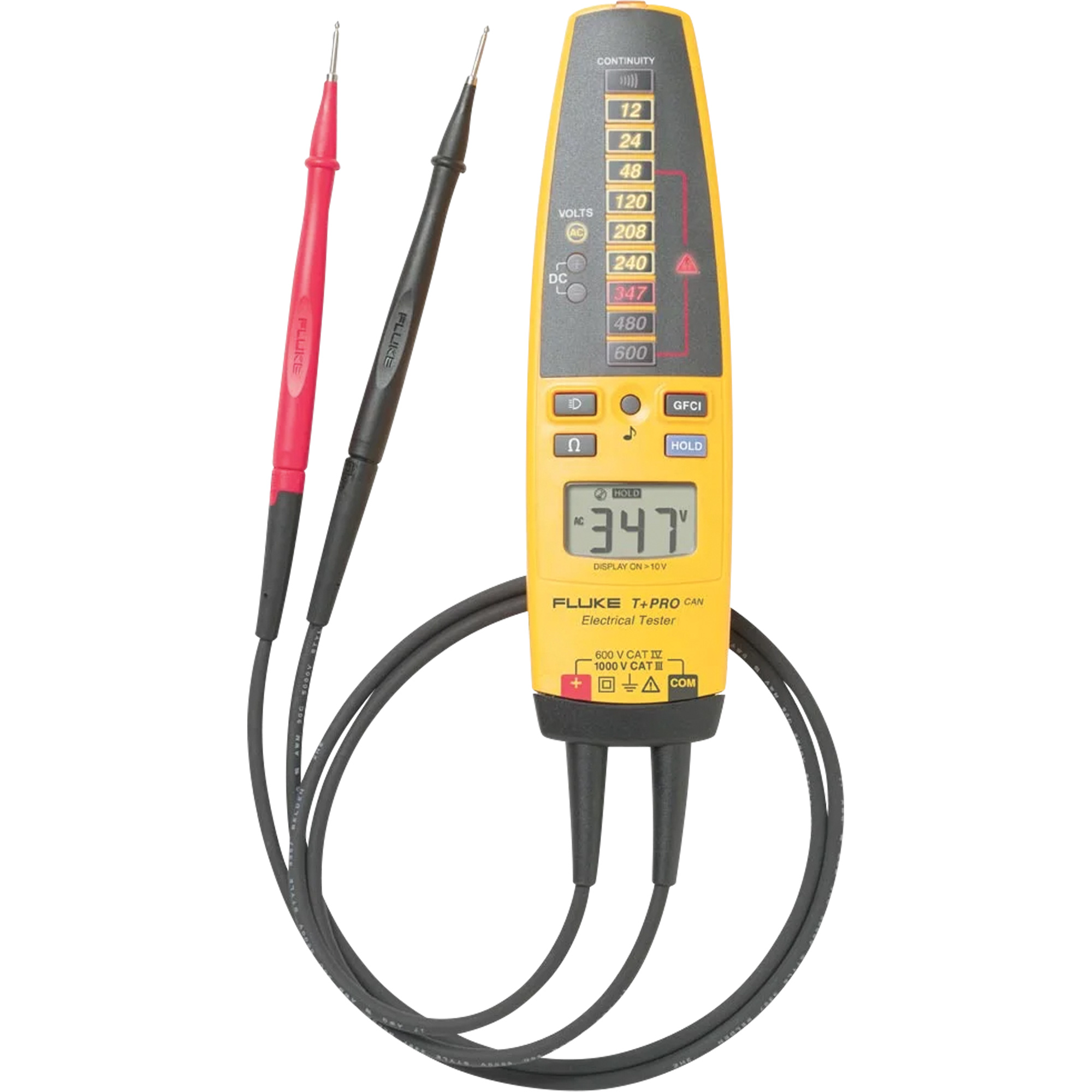 Testeur électrique T+Pro, 12 V - 600 V, Alerte Lumière & son