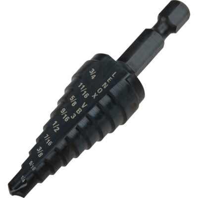 Foret étagé no 3, 1/4" - 3/4", Incréments de 1/16", Acier rapide