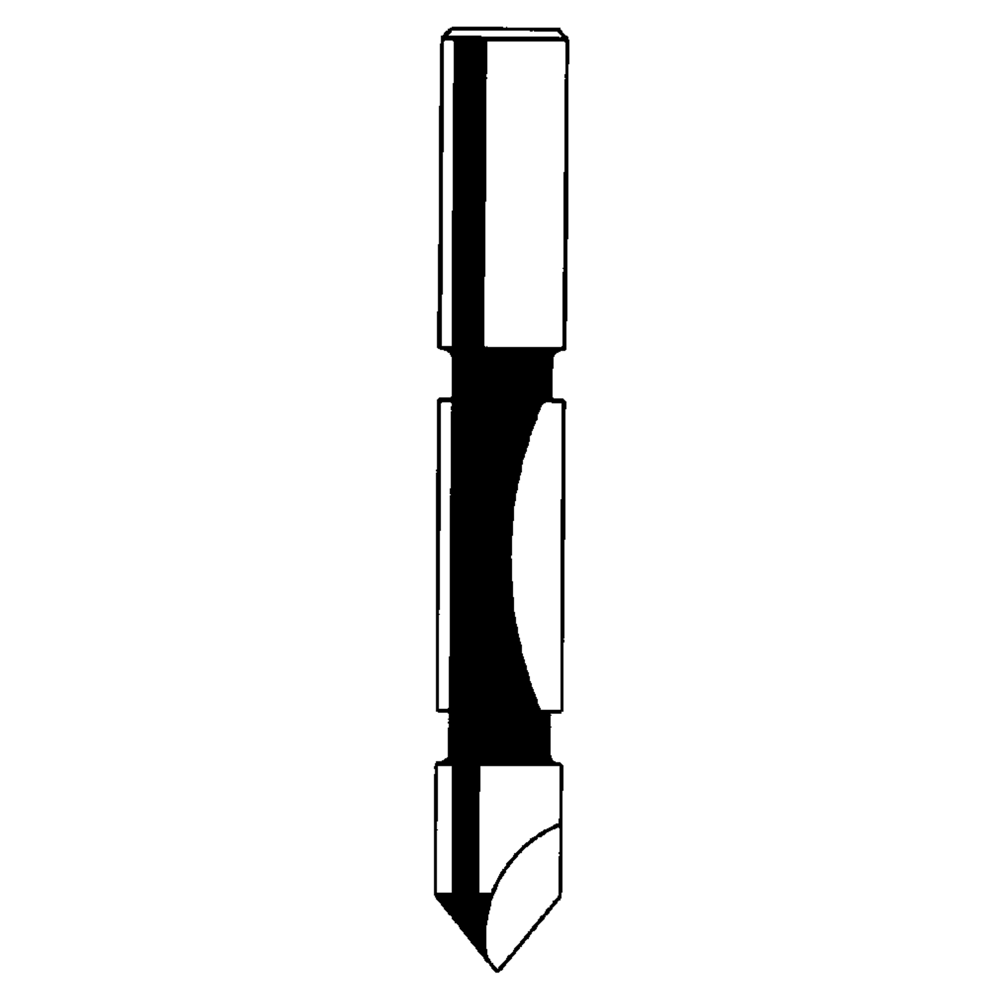 Fraise - foret guide pour panneau, 1/4" dia, 3/4" ha, 2-1/4" lo, 1/4" Manche