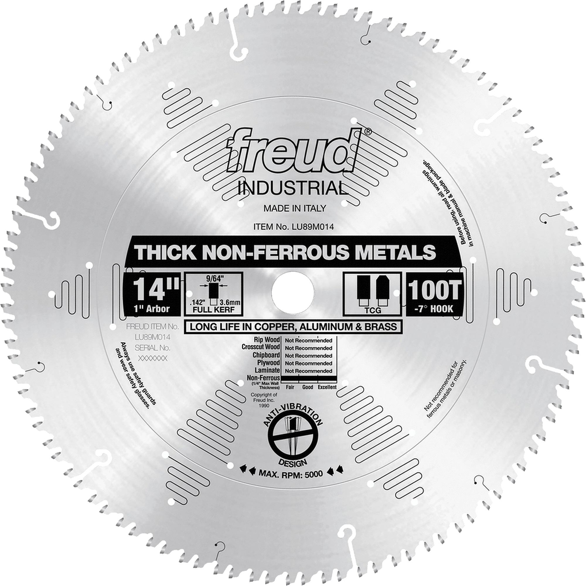 Lame de scie industrielle, 14", 100 dents, Pour Non ferreux