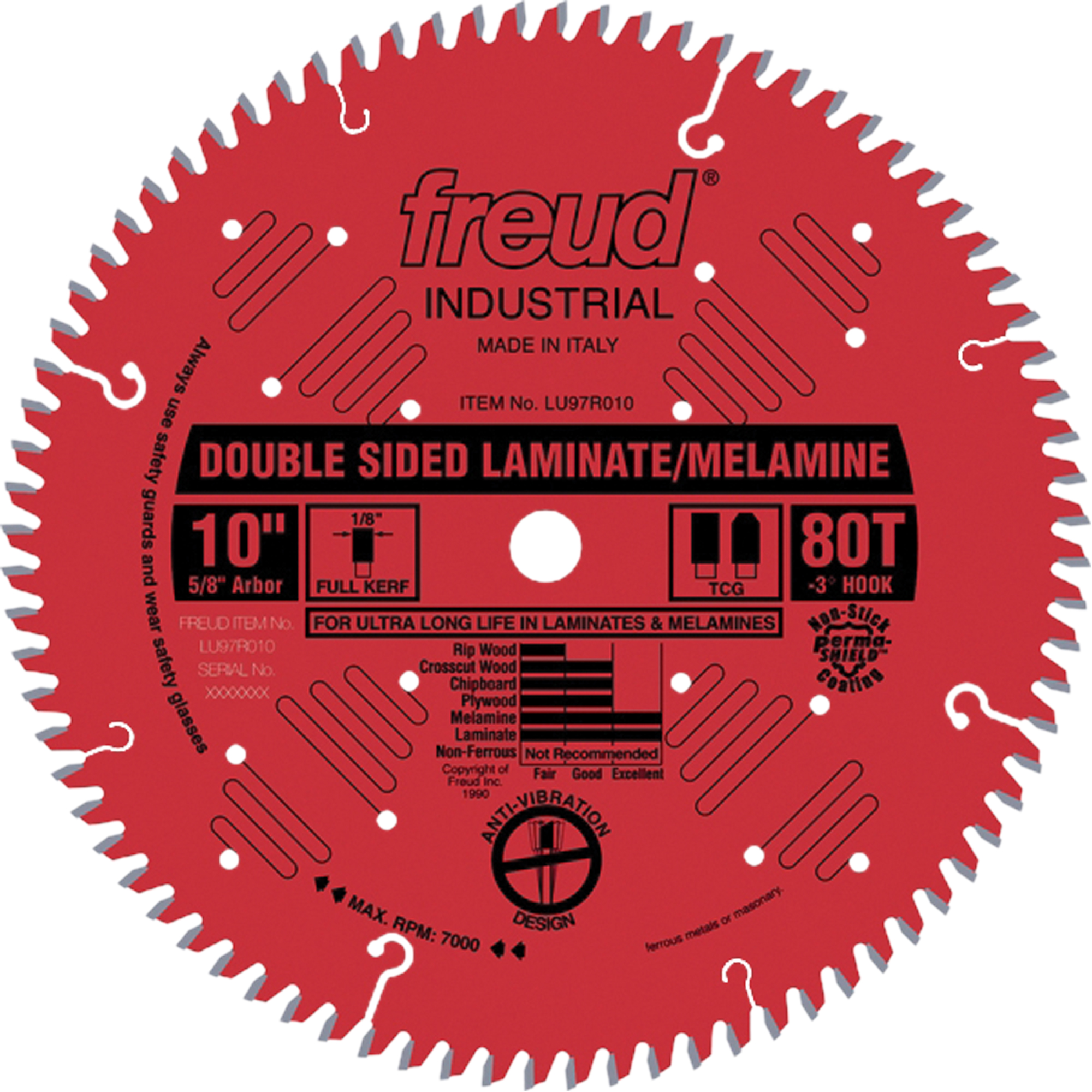 Lames de scie industrielle pour mélamine à deux côtés, 10", 80 dents, Pour Stratifié