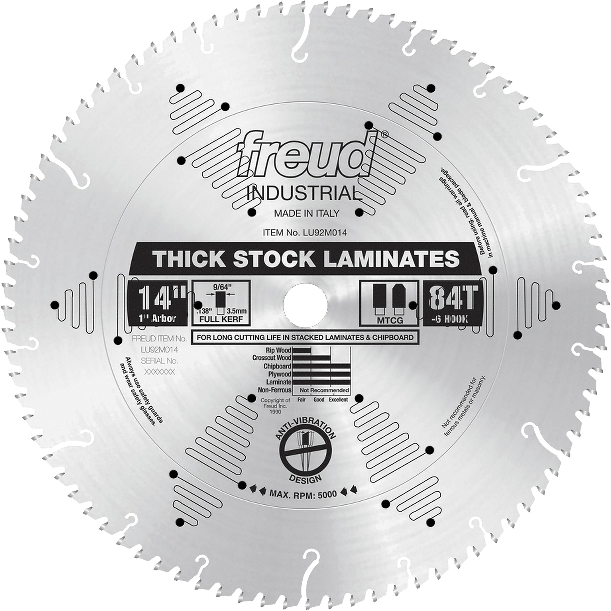 Lames de scie industrielle pour panneaux de particules, 14", 84 dents, Pour Stratifié