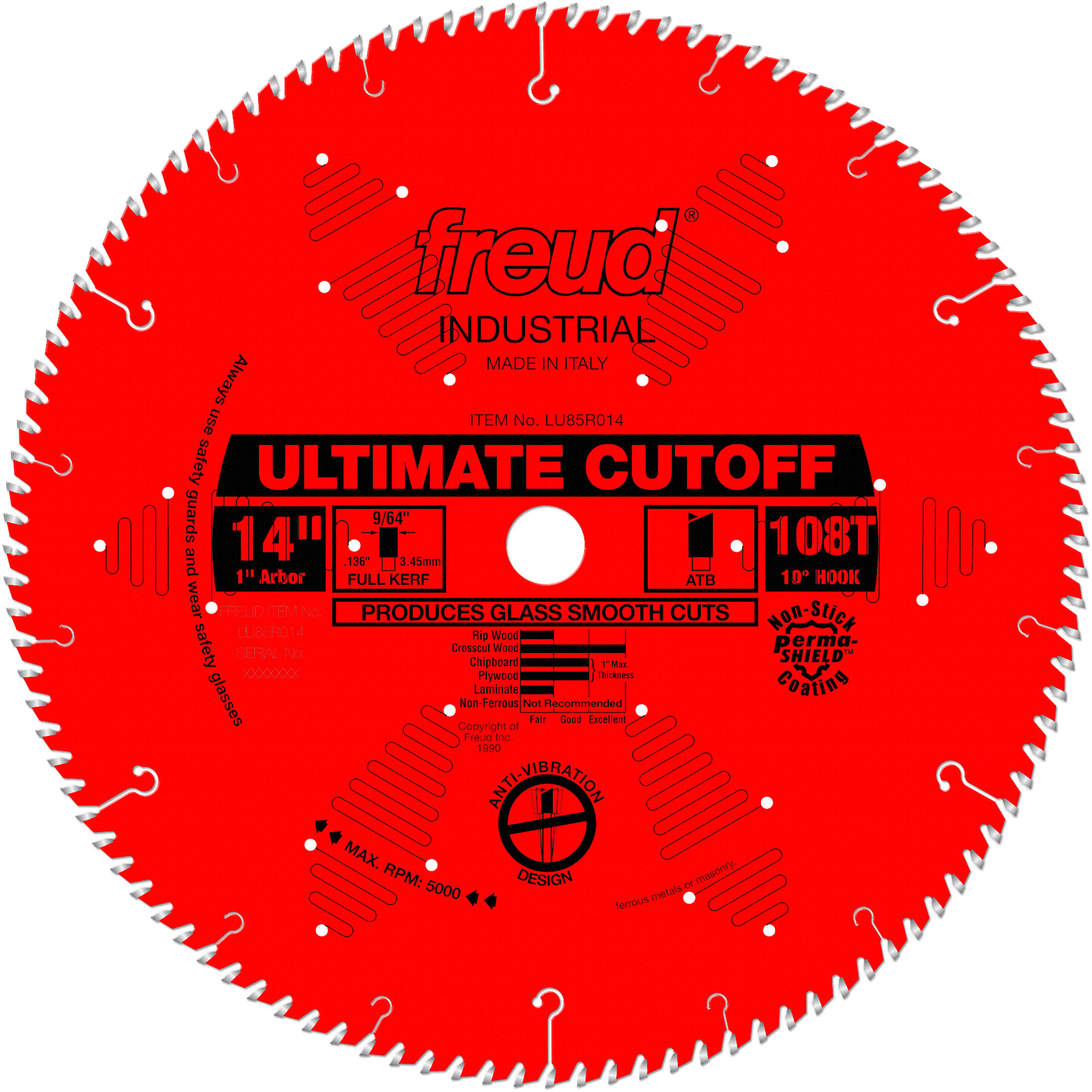 Lames de scie industrielle TCS - finition et coupe en travers, 14", 108 dents, Pour Bois