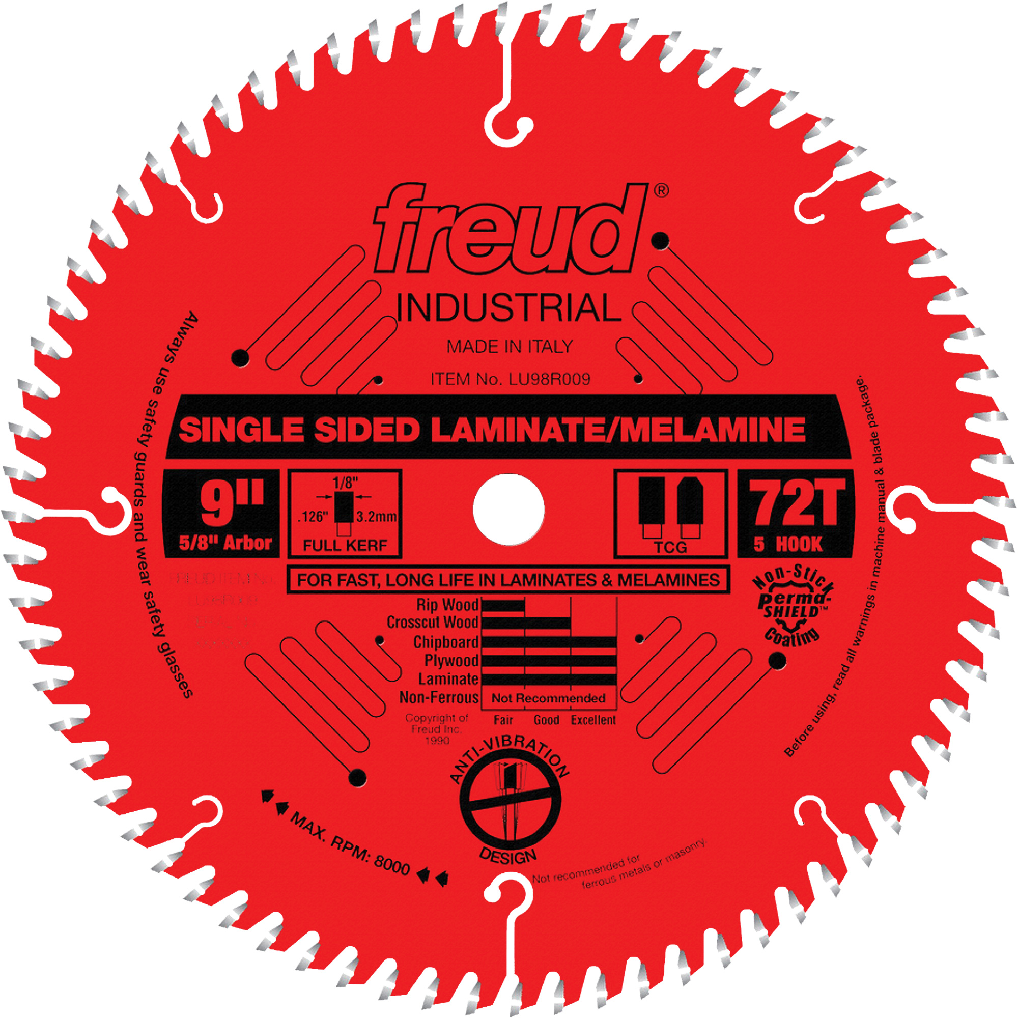 Lames de scie industrielle TCS pour panneaux de particules, 9", 72 dents, Pour Stratifié