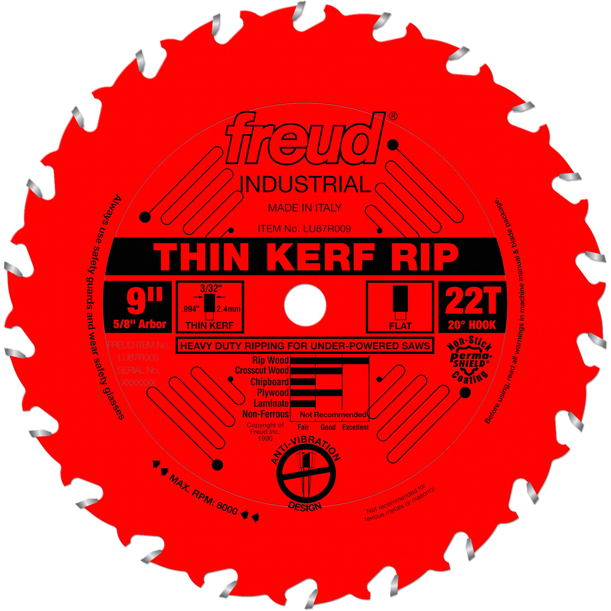 Lames de scie industrielle TCS - refente/coupe en travers à voie étroite, 9", 22 dents, Pour Bois