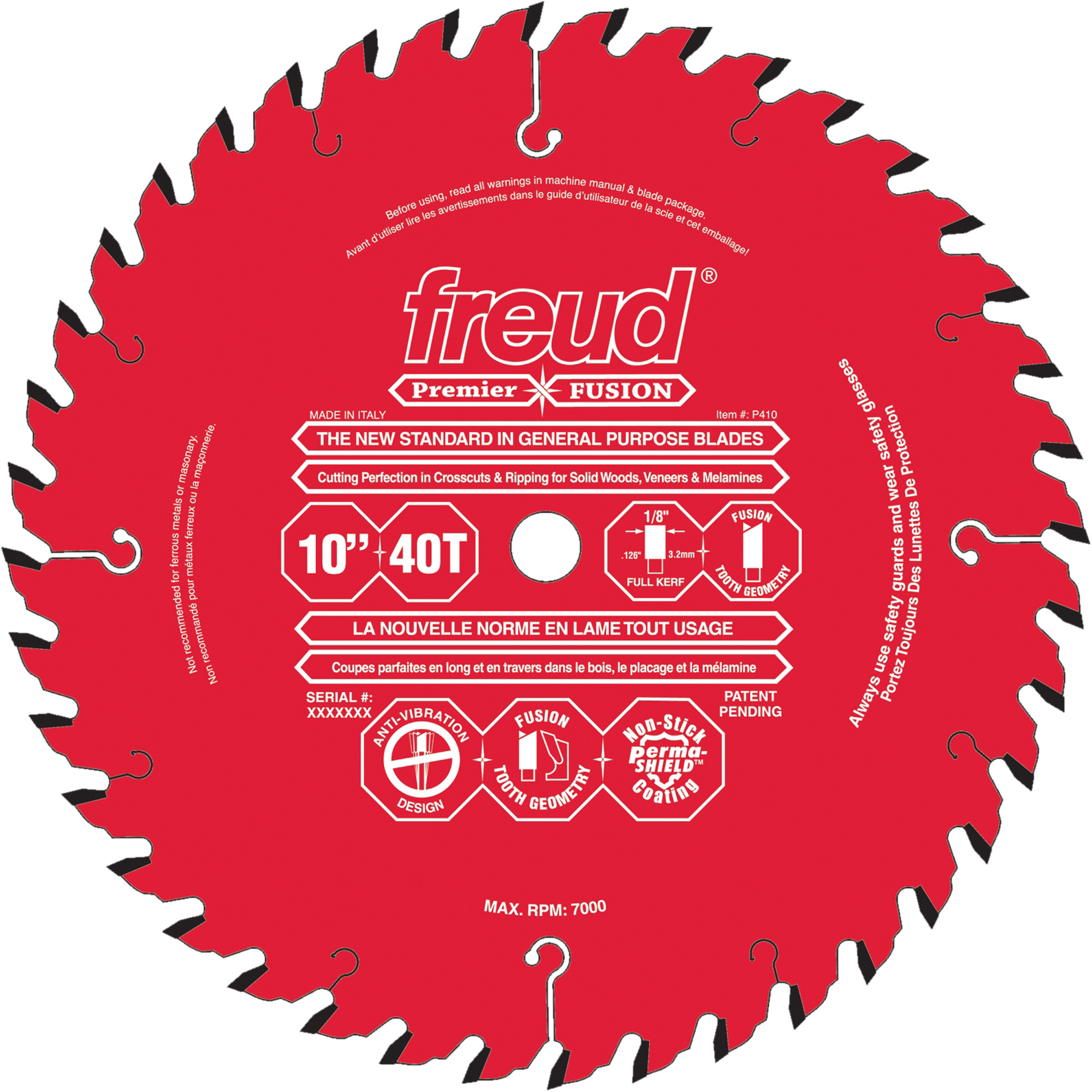 Lames de scie Premier Fusion d'usage général, 10", 40 dents, Pour Bois