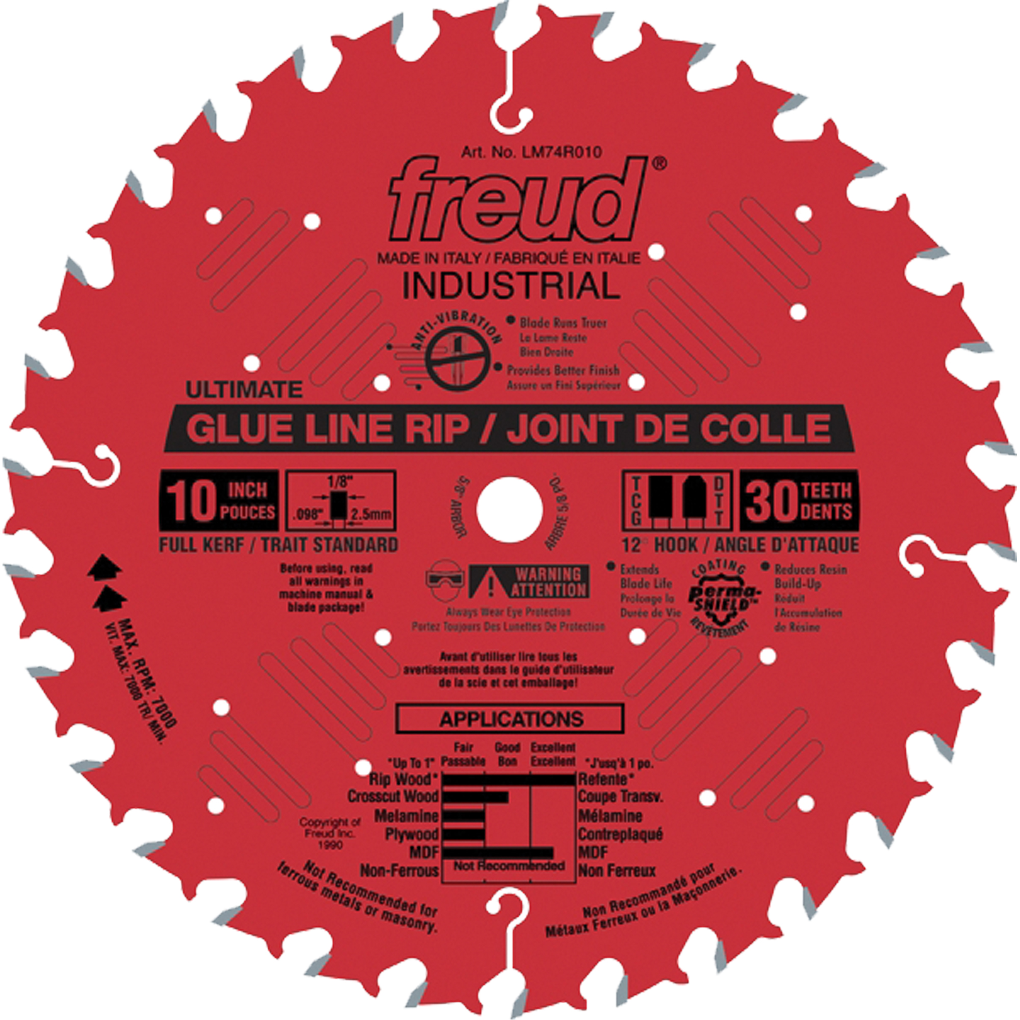 Lames de scies de délignage gros calibre pour fini de qualité supérieure, 10", 30 dents, Pour Bois