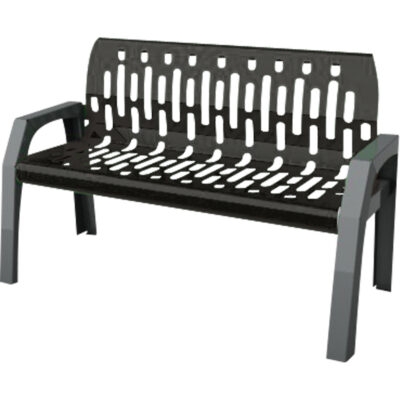 Bancs Stream, Acier, 48" lo x 25" la x 34" h, Noir