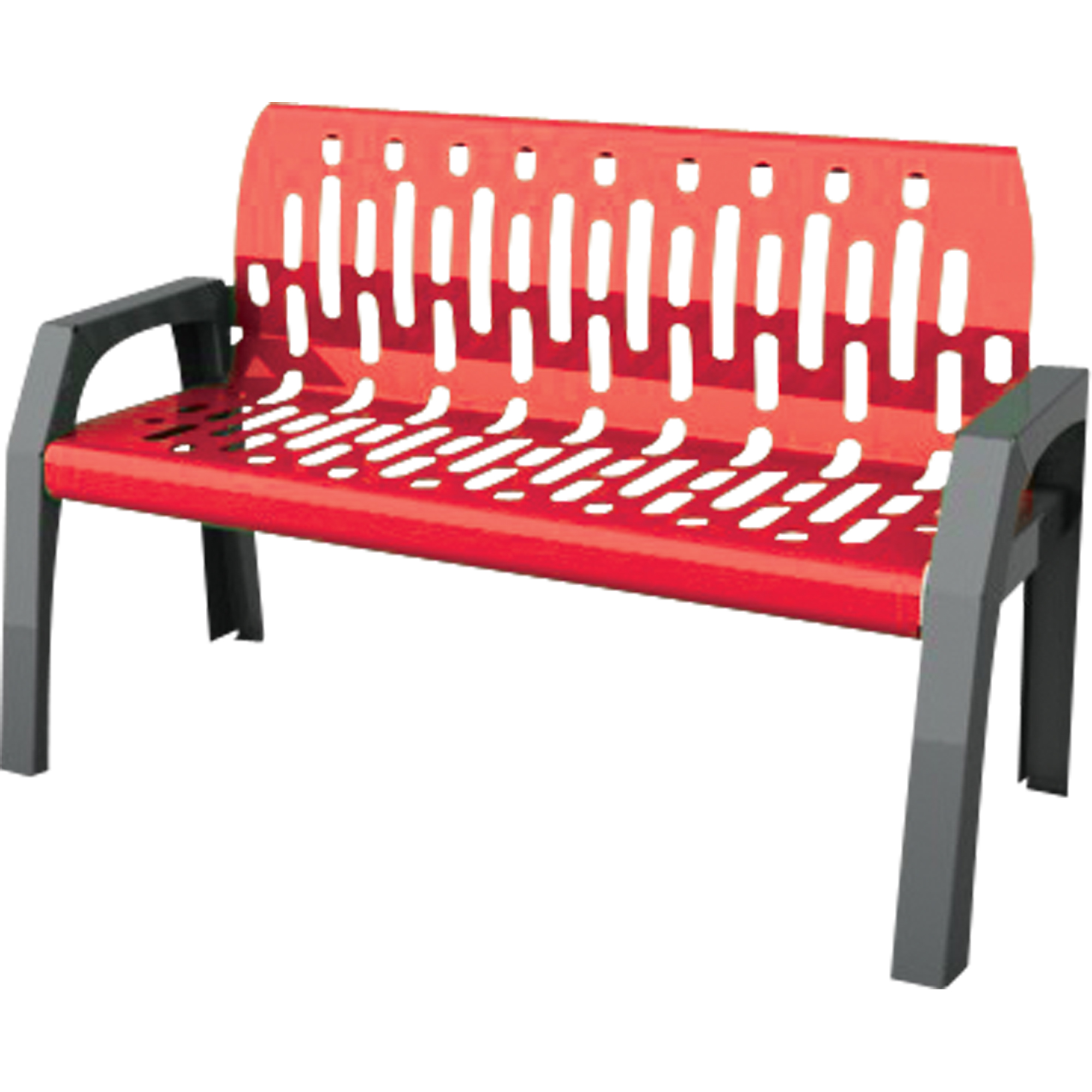 Bancs Stream, Acier, 48" lo x 25" la x 34" h, Rouge