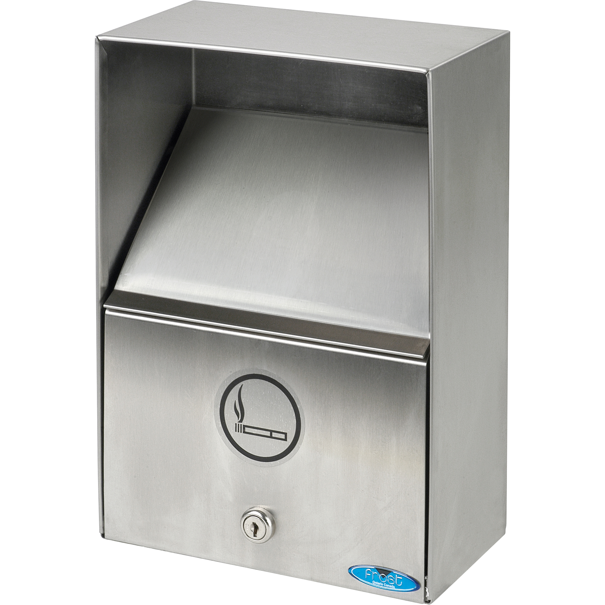 Cendriers, Montage mural, Acier inoxydable, Capacité 3,3 litres, Hauteur 13-1/2"