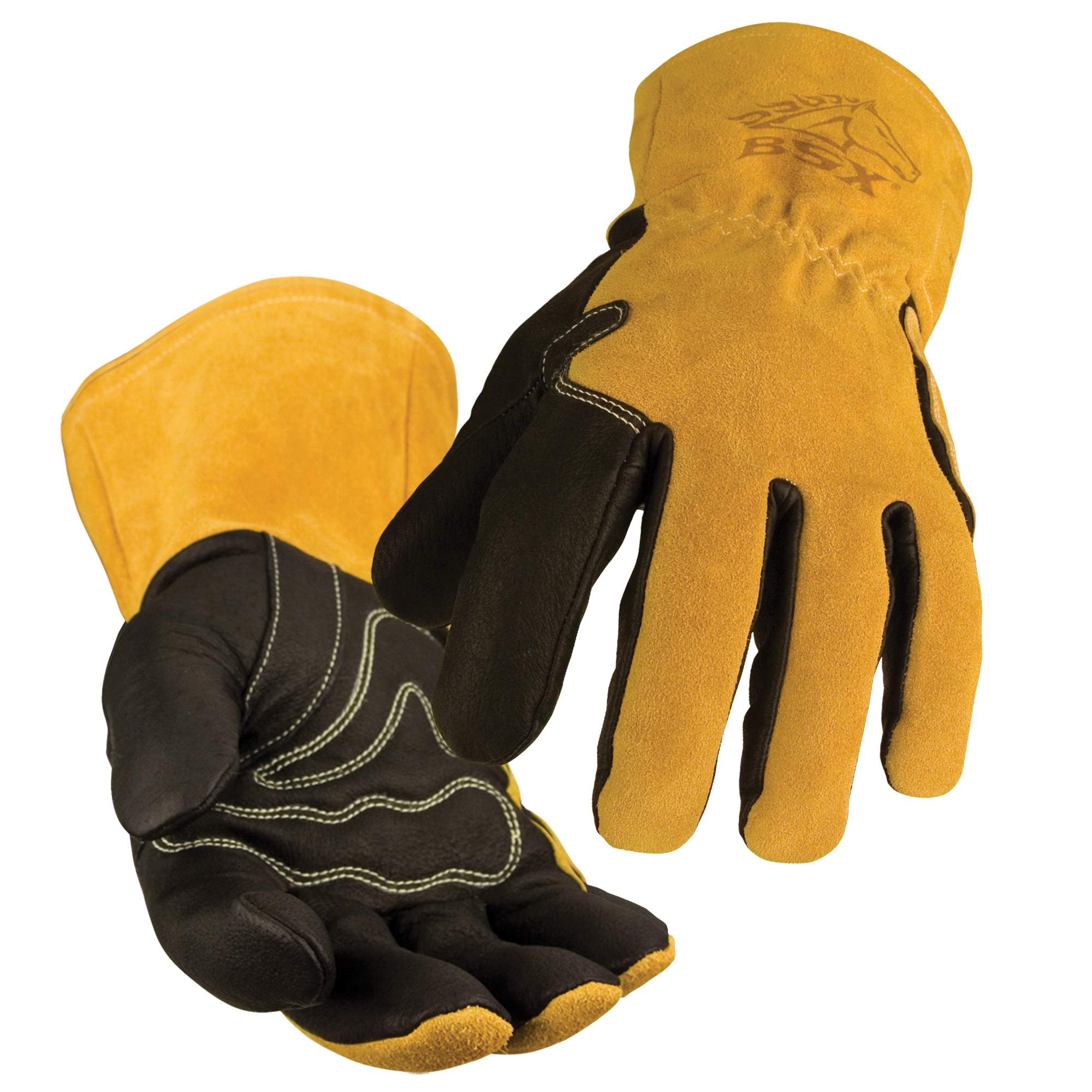 Gants de soudage à l'arc MIG BSXMD, Cuir fleur de vache/Cuir fleur de porc, Taille Petit