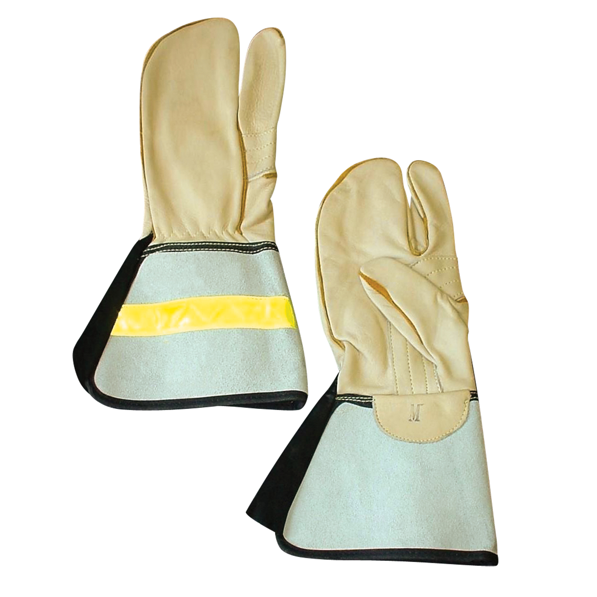 Gant à 3 doigts pour monteur de ligne, Grand, Paume en Cuir fleur de vache
