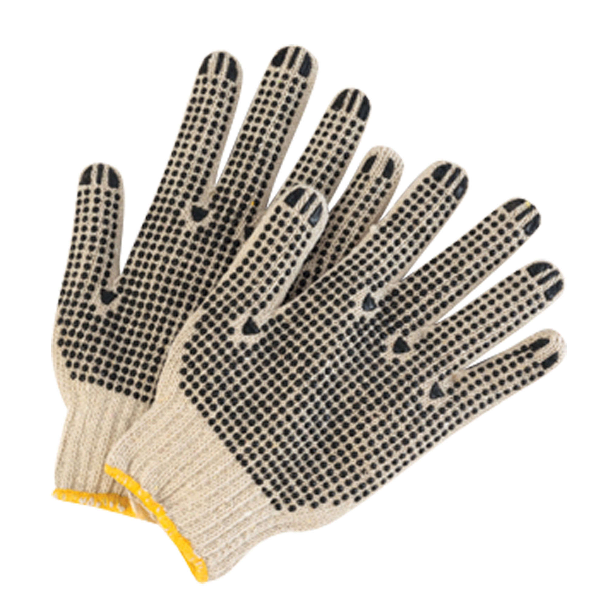 Gants tricoté avec pois sur la paume, Poly/coton, Un côté, Calibre 7, Moyen