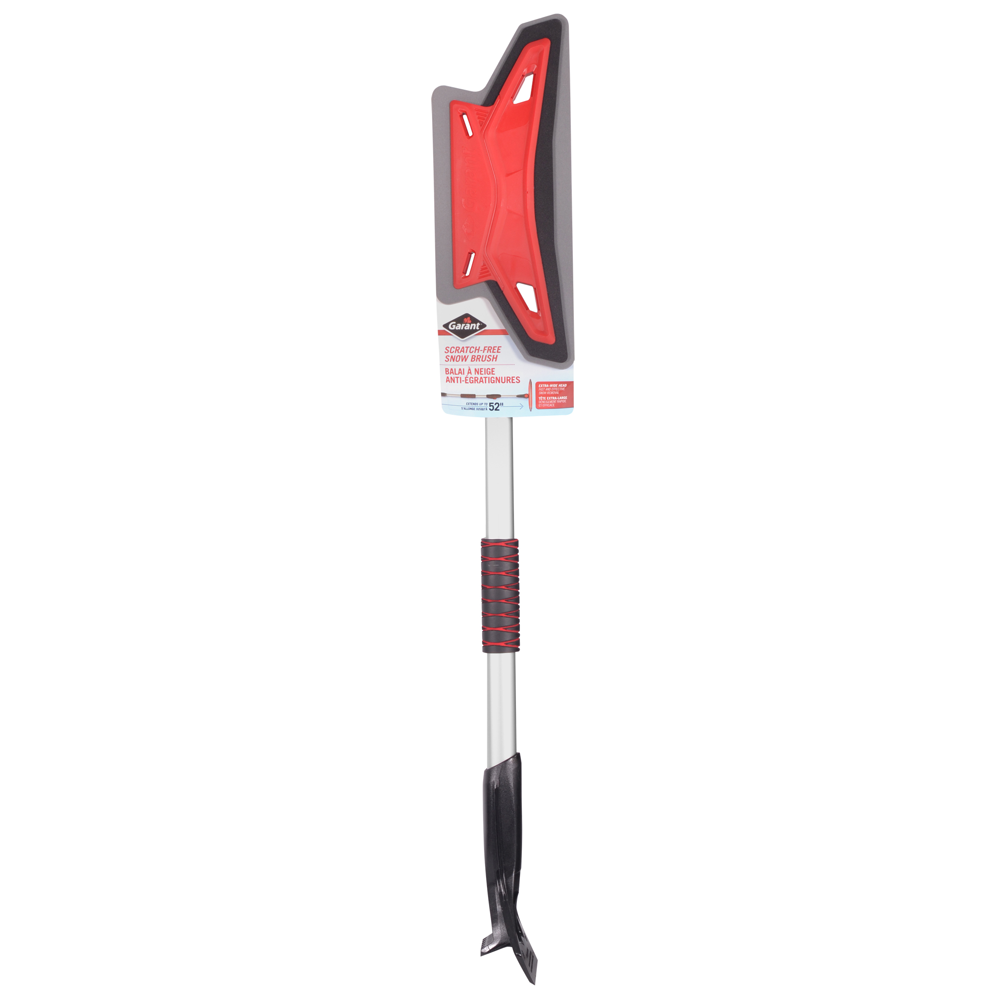 Balai à neige antiégratignures, Télescopique, lame Mousse de CAV/E, 52" Longueur, Rouge