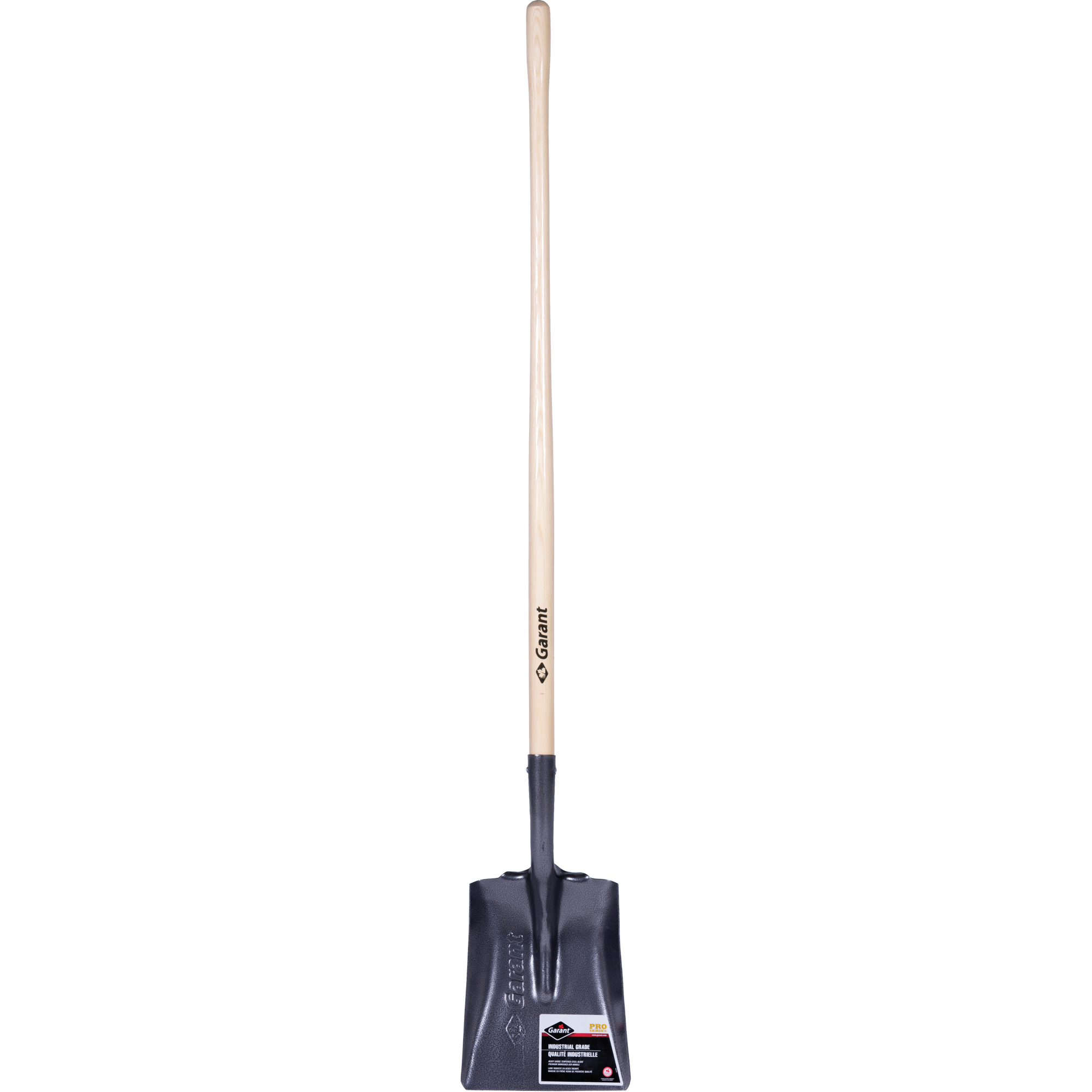 Pelle carrée ProMC, Bois, Lame Acier durci, Manche en Droit, Longueur 48"