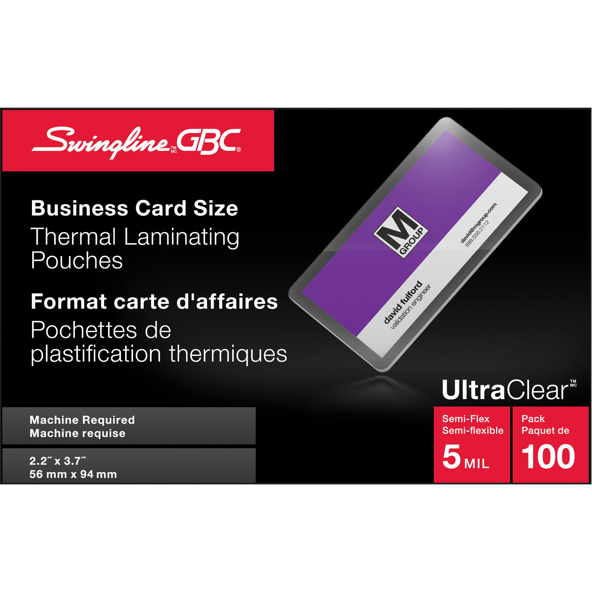 Pochettes laminées pour cartes d'affaires SwinglineMD UltraClearMC