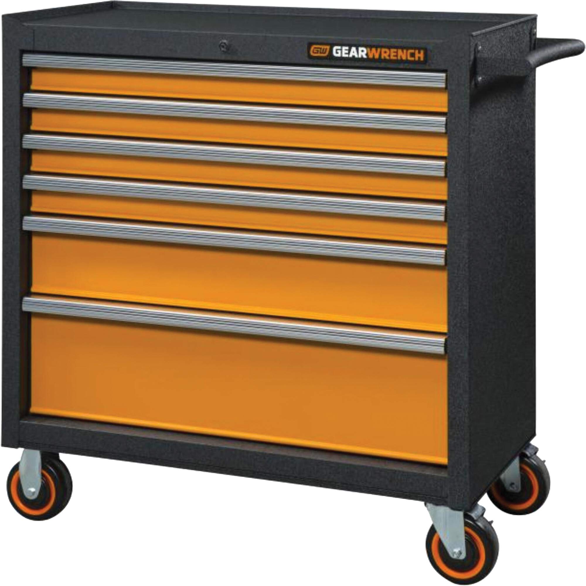 Armoire roulante pour outils série GSX, 6 tiroirs, 36" la x 18-1/5" p x 37-2/5" h, Noir/Orange
