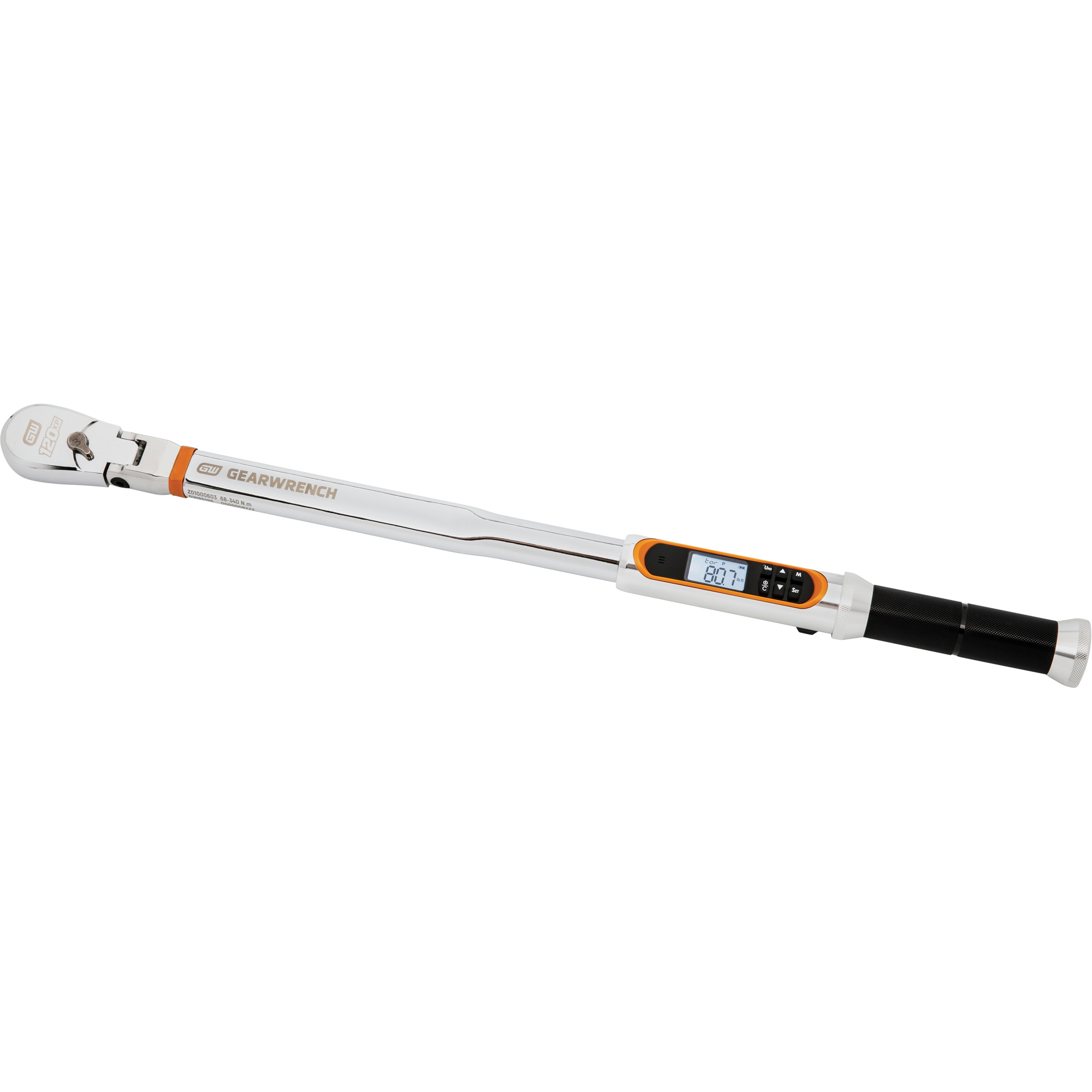 Clé dynamométrique à tête flexible 120XPMC avec angle, Électronique, Entraînement 1/2" carré, 25 - 250 lb-pi/301 - 3010 lb-po