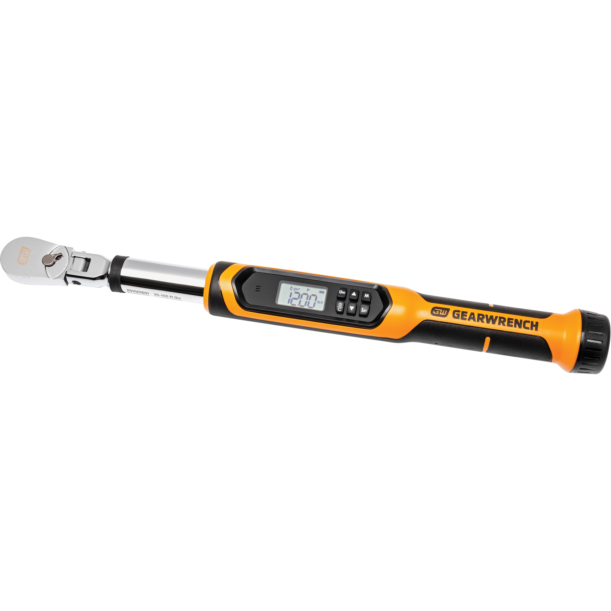 Clé dynamométrique à tête flexible avec angle, Électronique, Entraînement 3/8" carré, 120 - 1200 lb-pi