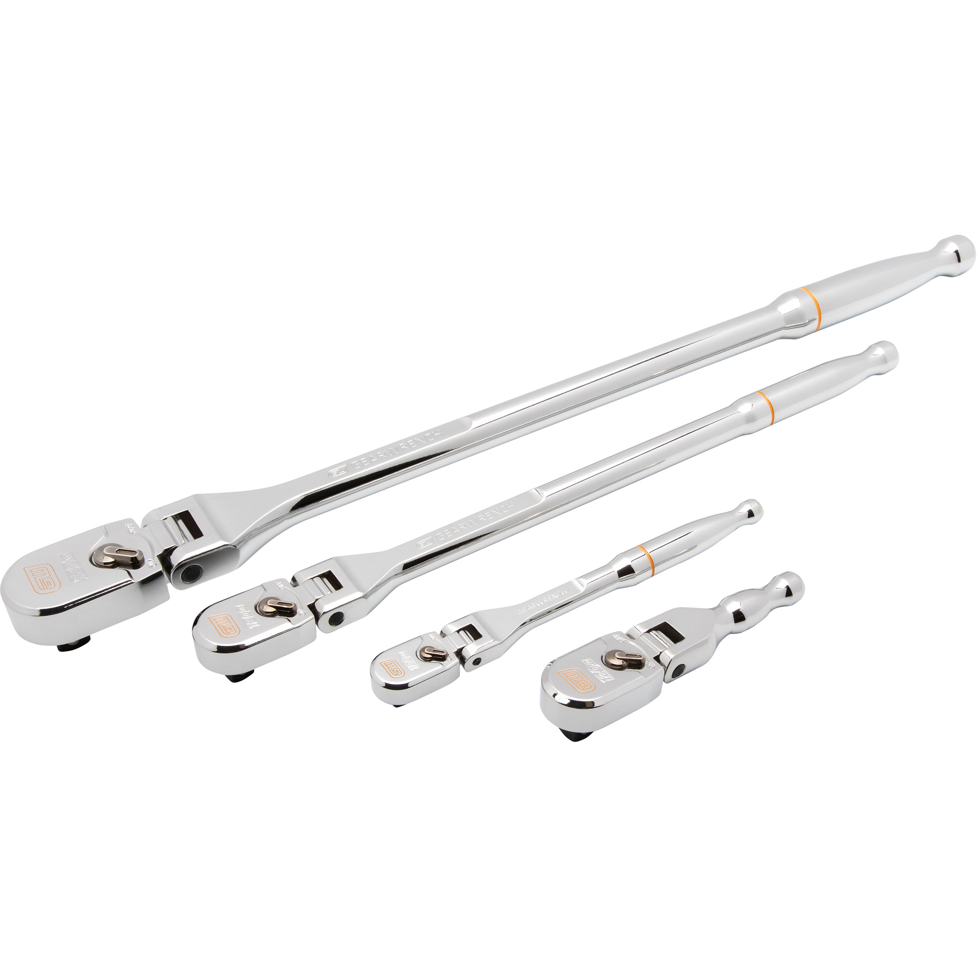 Ensemble de rochet à tête en goutte et manche entièrement poli avec prises 1/4", 3/8" & 1/2" 120XPMC
