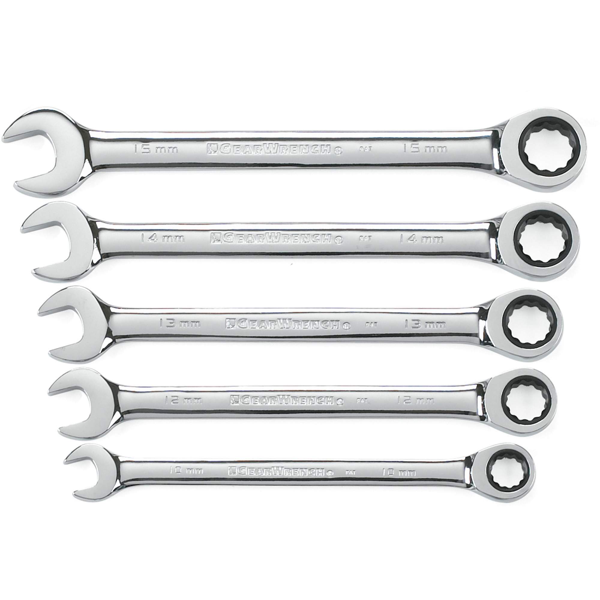 Jeu de clés à cliquet à 12 pans et 72 dents, Combinaison, 5 morceaux, Métrique