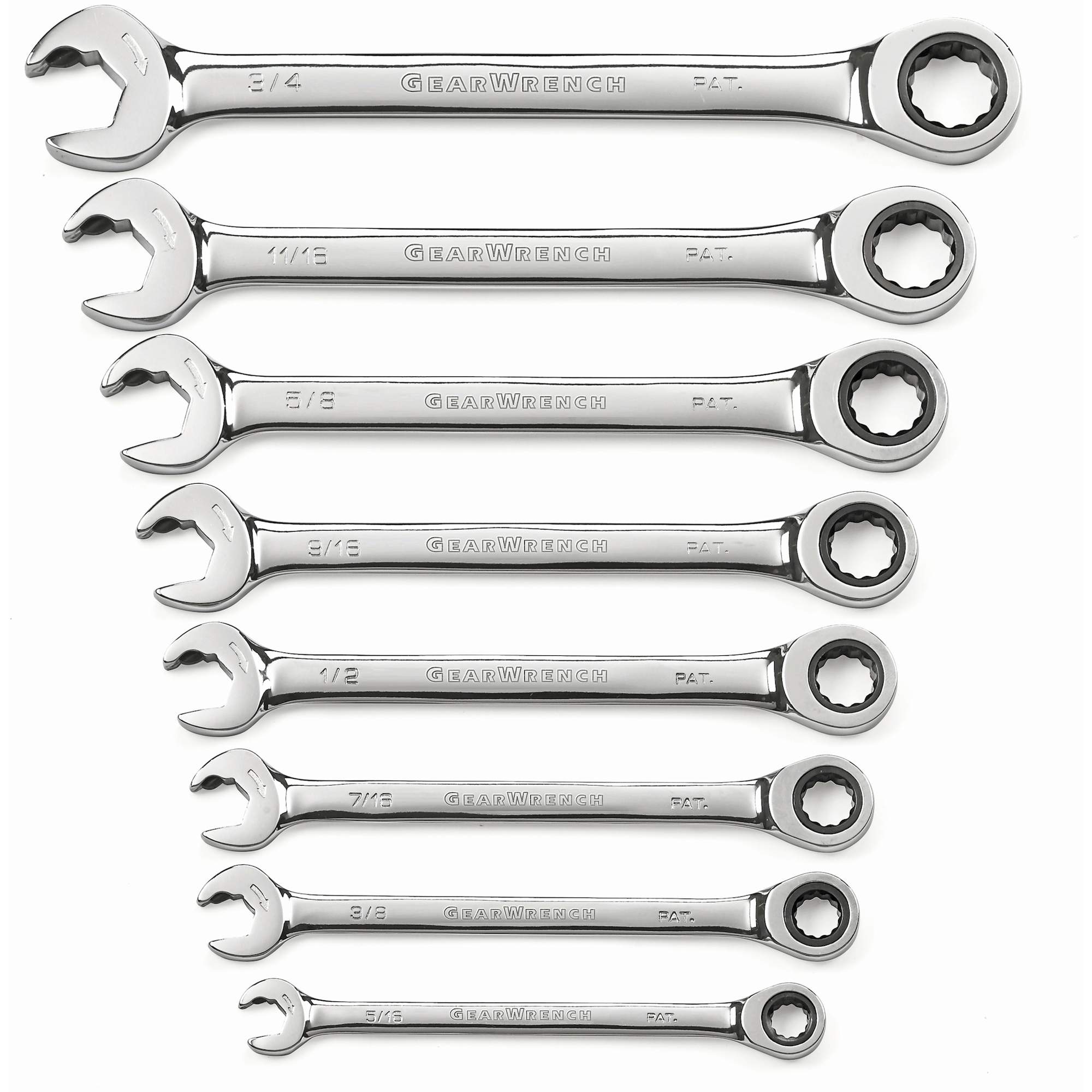 Jeu de clés à cliquet SAE à 12 pans et 72 dents, Combinaison/Ouverte, 8 morceaux, Impérial