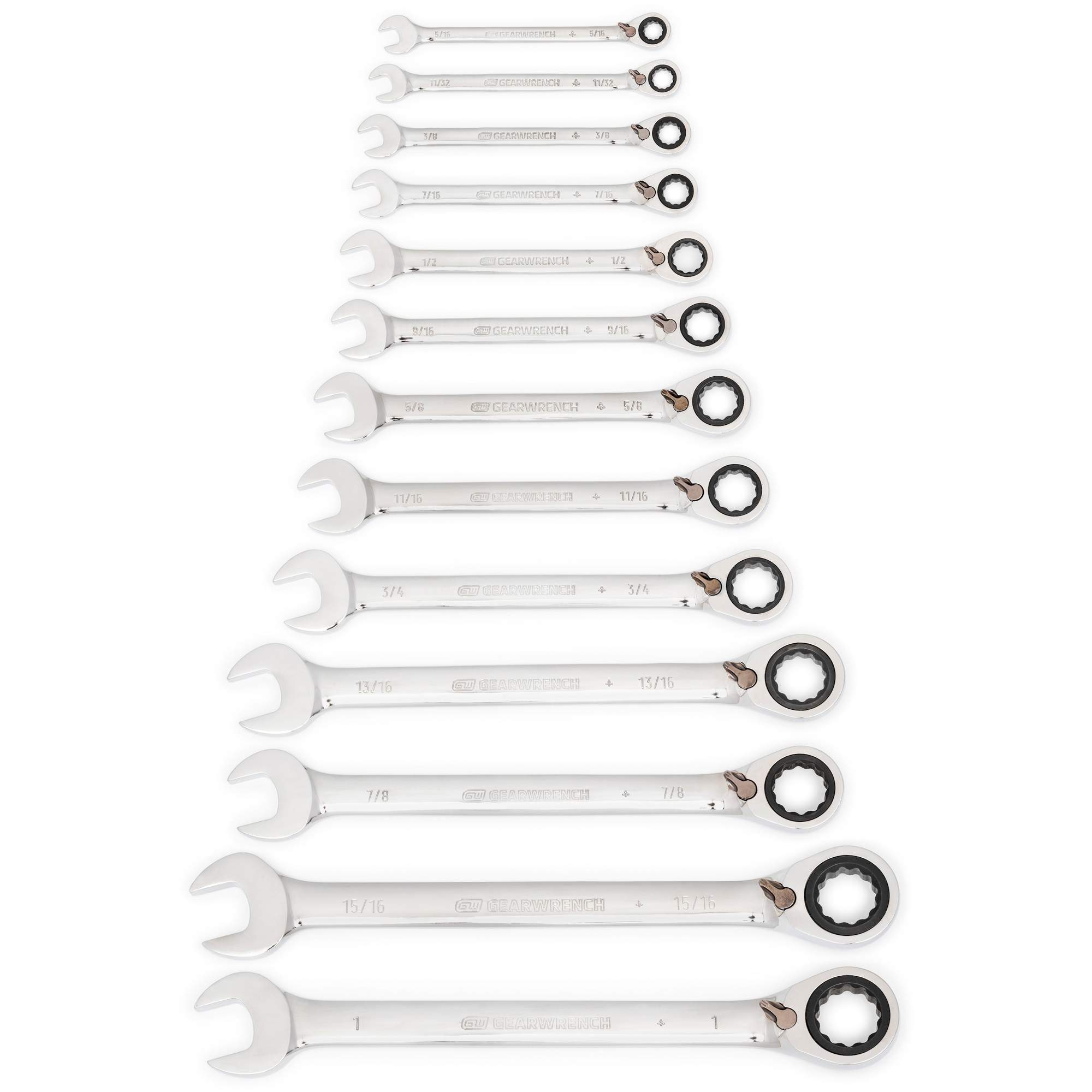 Jeu de clés à cliquets réversibles SAE à 12 pans et 72 dents, Combinaison, 13 morceaux, Impérial