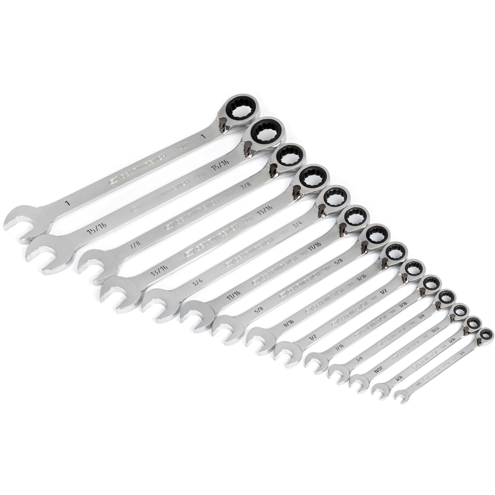 Jeu de clés à cliquets réversibles SAE à 12 pans et 90 dents, Combinaison à cliquet, 14 morceaux, Impérial
