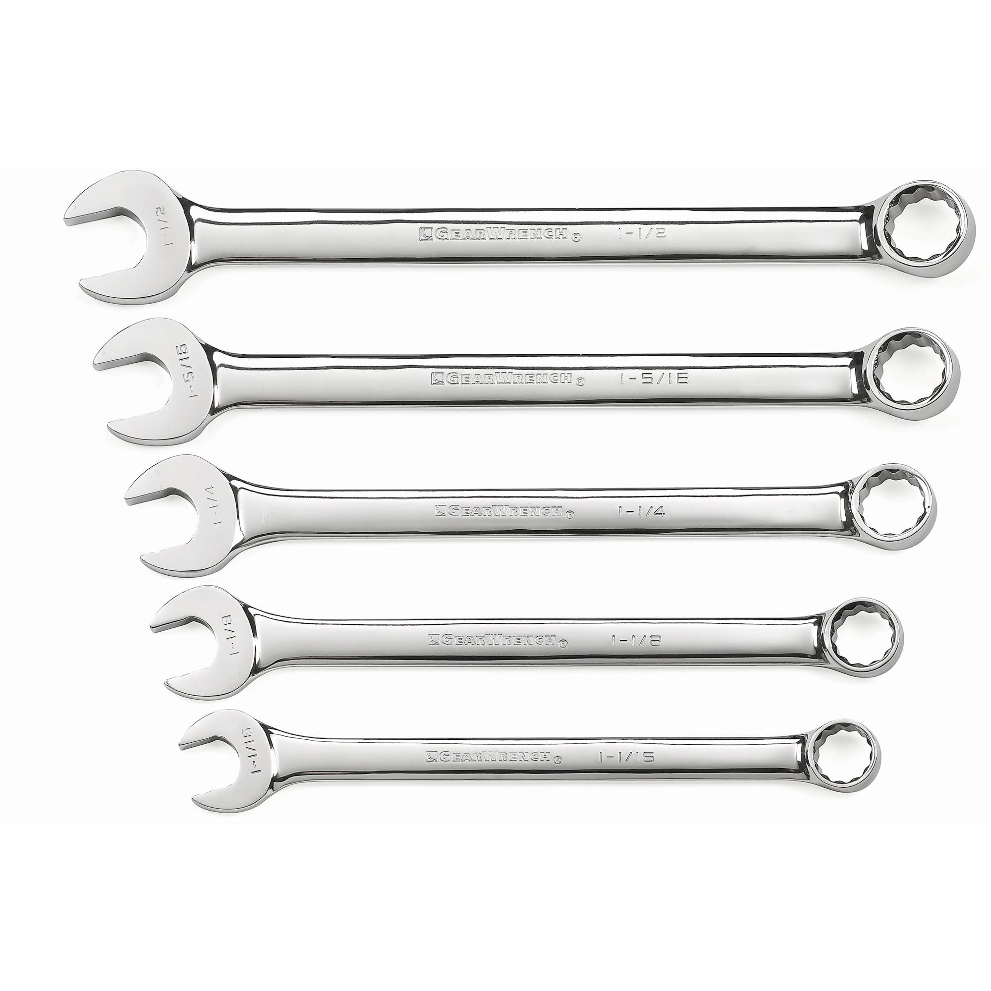Jeu de clés longues à coupe à 12 pans avec pochette à outils roulable, Combinaison, 5 morceaux, Impérial