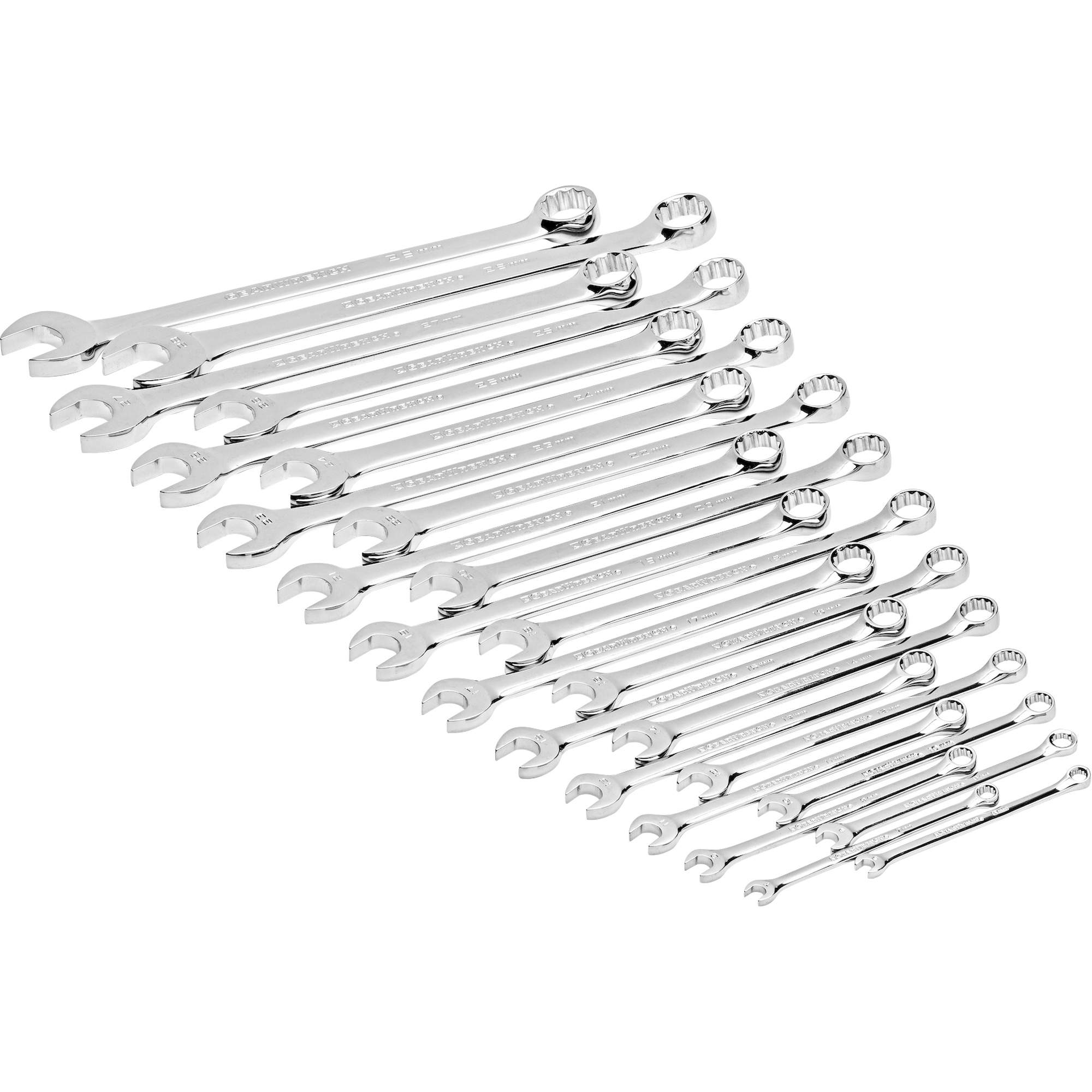 Jeu de clés mixtes métriques et longues à 12 pans dans un plateau de rangement en mousse, Ouverte, 24 morceaux, Métrique