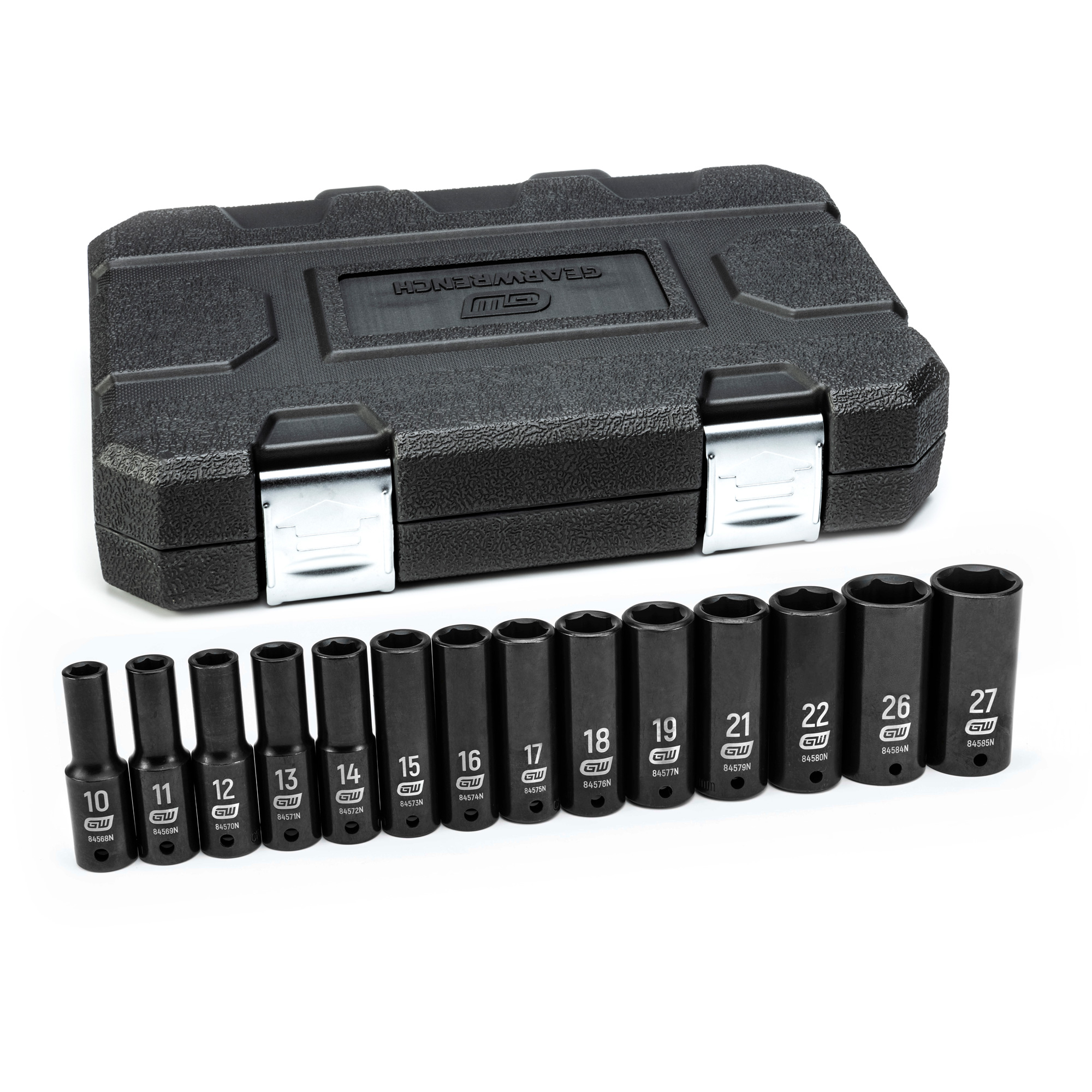 Jeu de douilles métriques à 6 pans, 14 Mcx, Chocs, Prise de 1/2", Profond